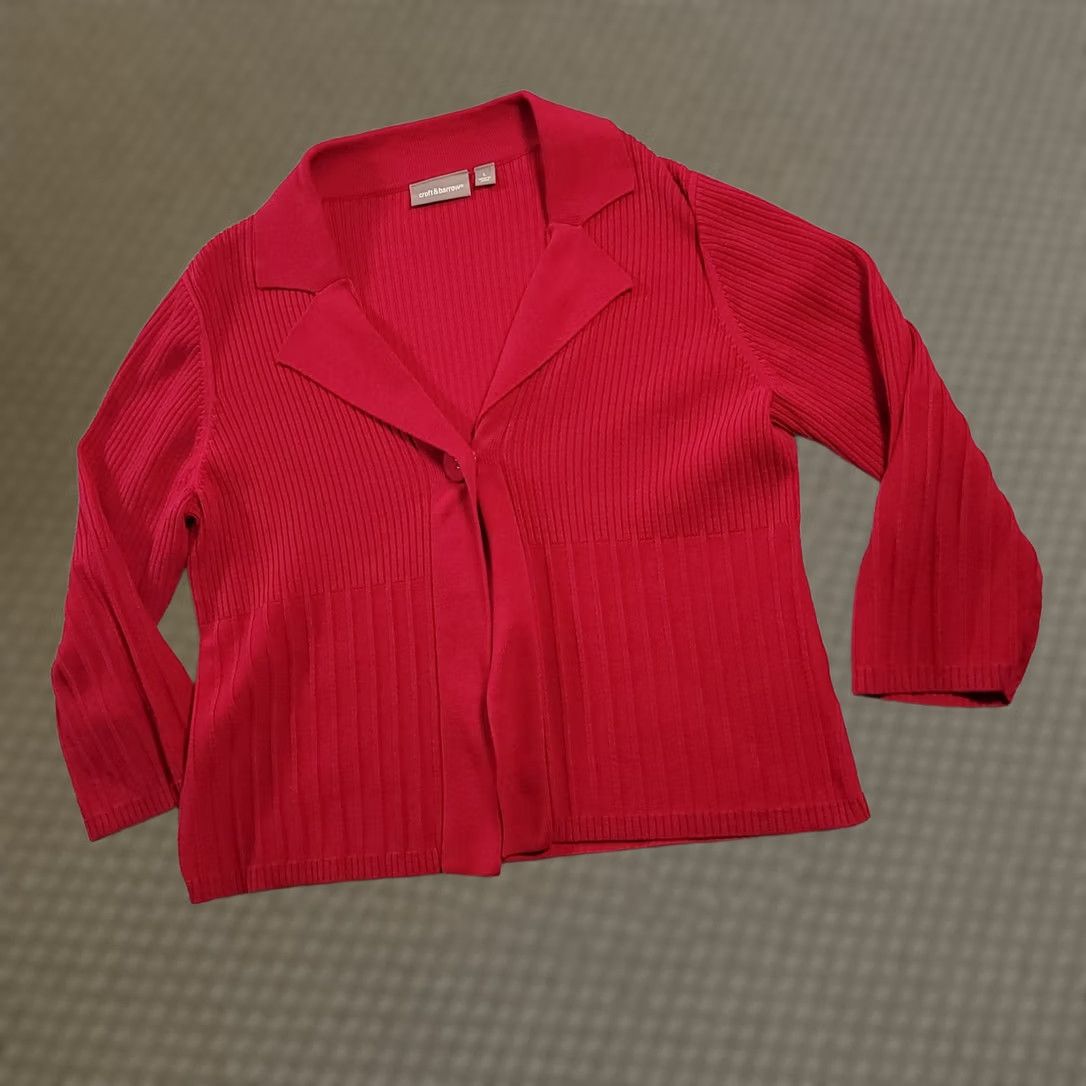 Croft & Barrow VINTAGE Croft & Barrow Cardigan Womens L Red Long Sleeve One-Button Top Size L / US 10 / IT 46 - 1 Thumbnail