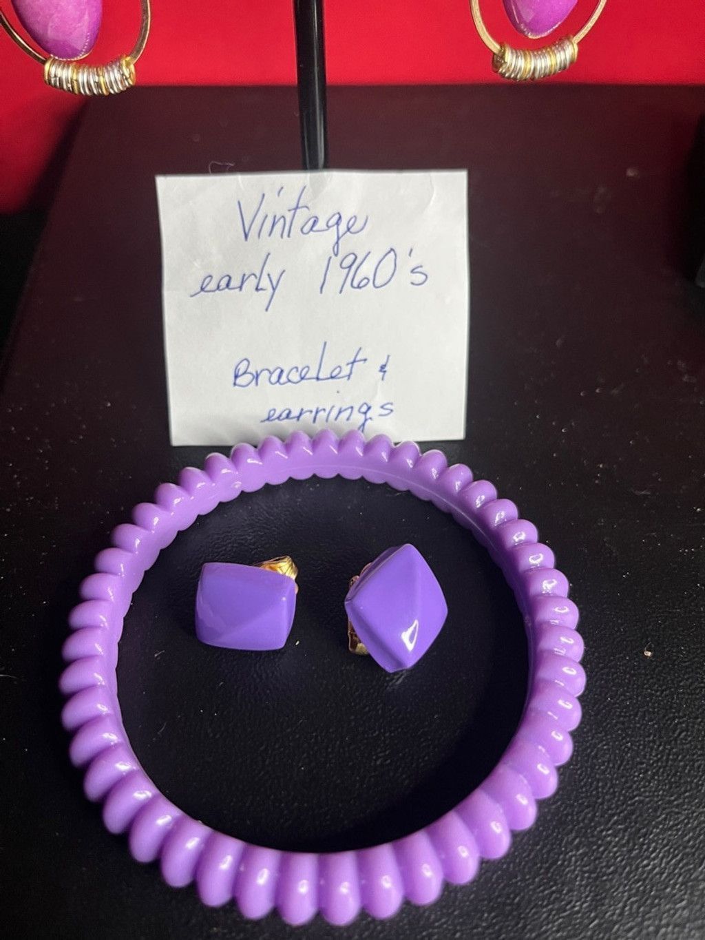 Other Vintage 1960s Lavender Clip-On Earrings & Bangle Set Size ONE SIZE - 1 Thumbnail