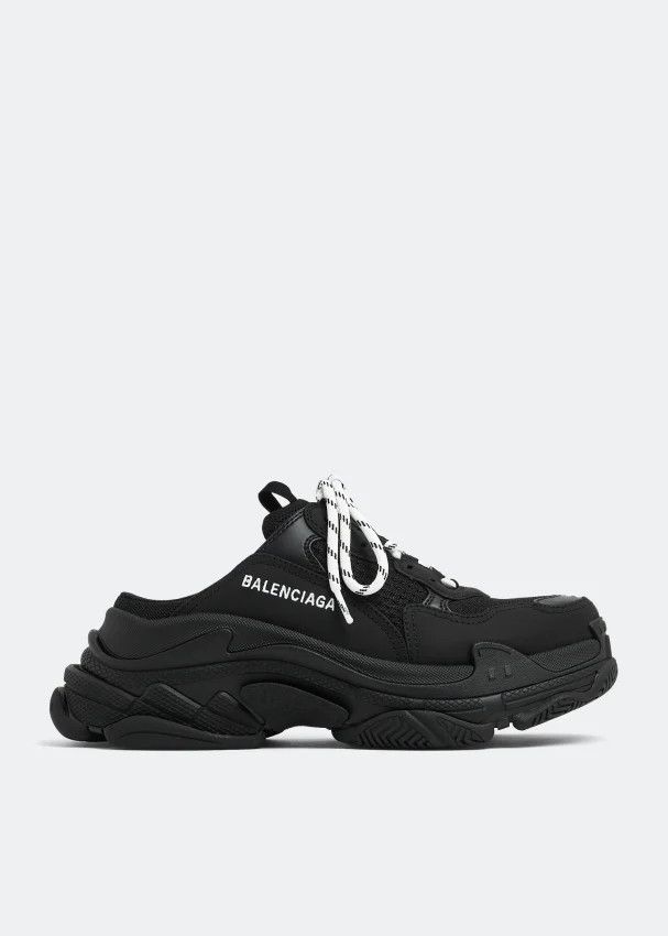 Balenciaga o1srvl11e1124 Triple S Mules in Black Size US 12 / IT 42 - 1 Thumbnail