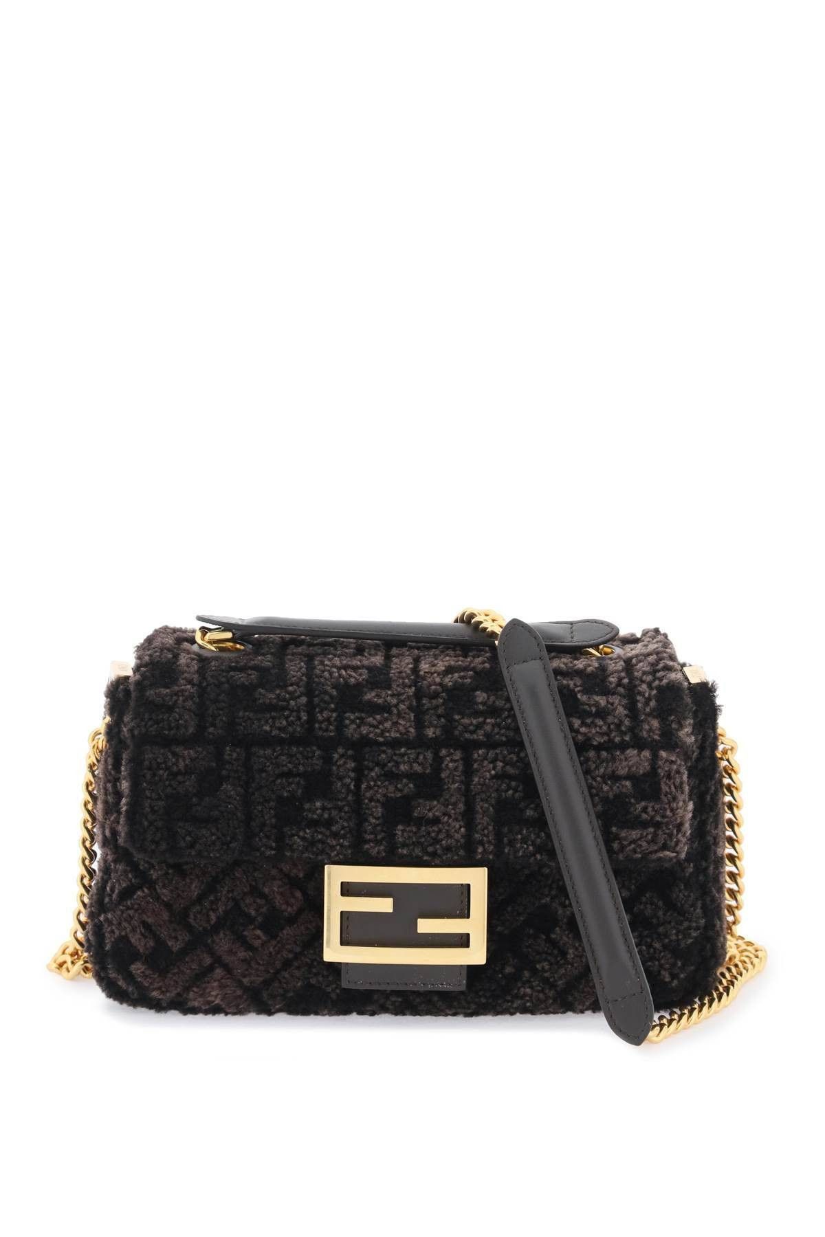 image of Fendi Chain Midi Baguette Bag in Brown, Women's