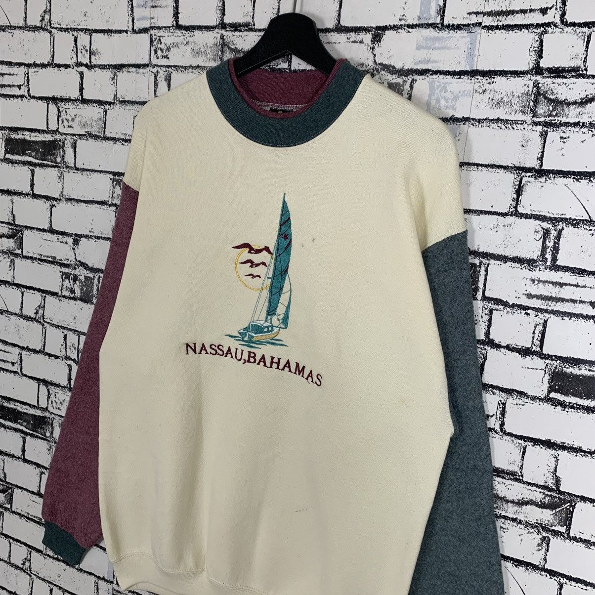 Vintage Vtg 90s Nassau Bahamas Sailling Sweatshirt Size US M / EU 48-50 / 2 - 2 Thumbnail