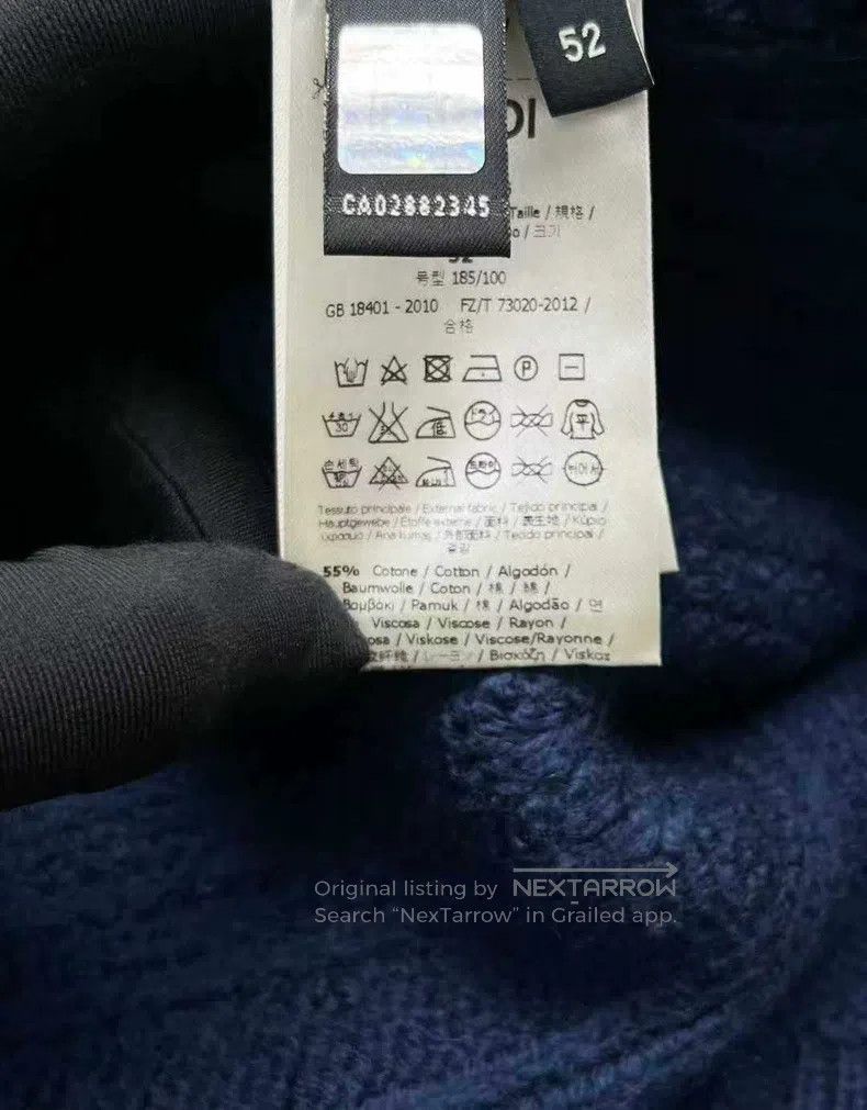 Fendi Fendi Navy Blue Hem Letter Logo Embellished Wool Knit Swea Size US L / EU 52-54 / 3 - 4 Thumbnail