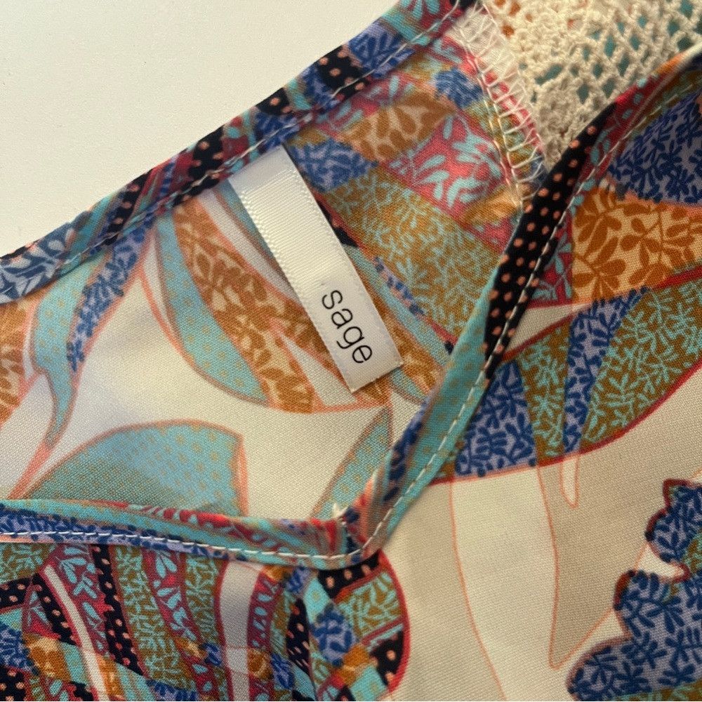 Anthropologie Anthro Sage Unique Floral Lace Open Back Blouse Medium Large Size XL / US 12-14 / IT 48-50 - 4 Thumbnail