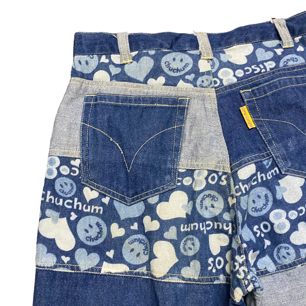 Hysteric Glamour Chuchum Smiley Hippie Denim Patchwork Flare Pants Size 26" / US 2 / IT 38 - 12 Thumbnail
