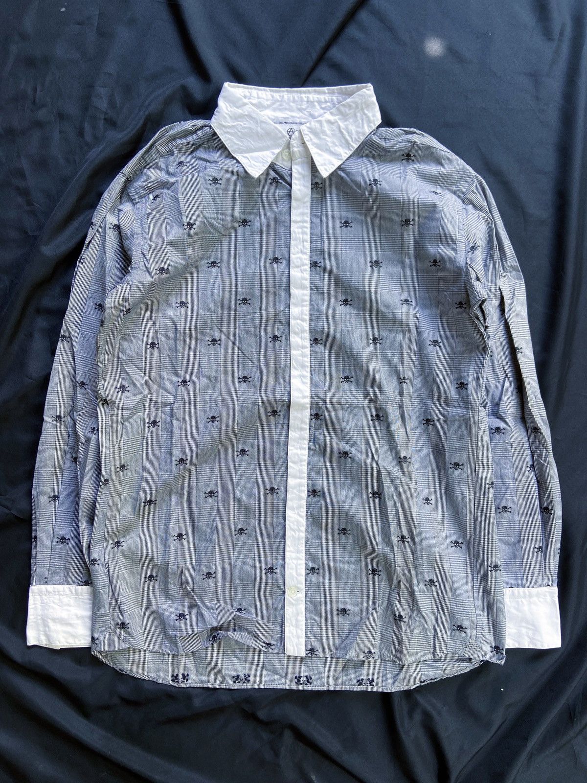 image of Beauty Beast x If Six Was Nine Ant Skull Button Down Shirt in Gray/White, Men's (Size Medium)