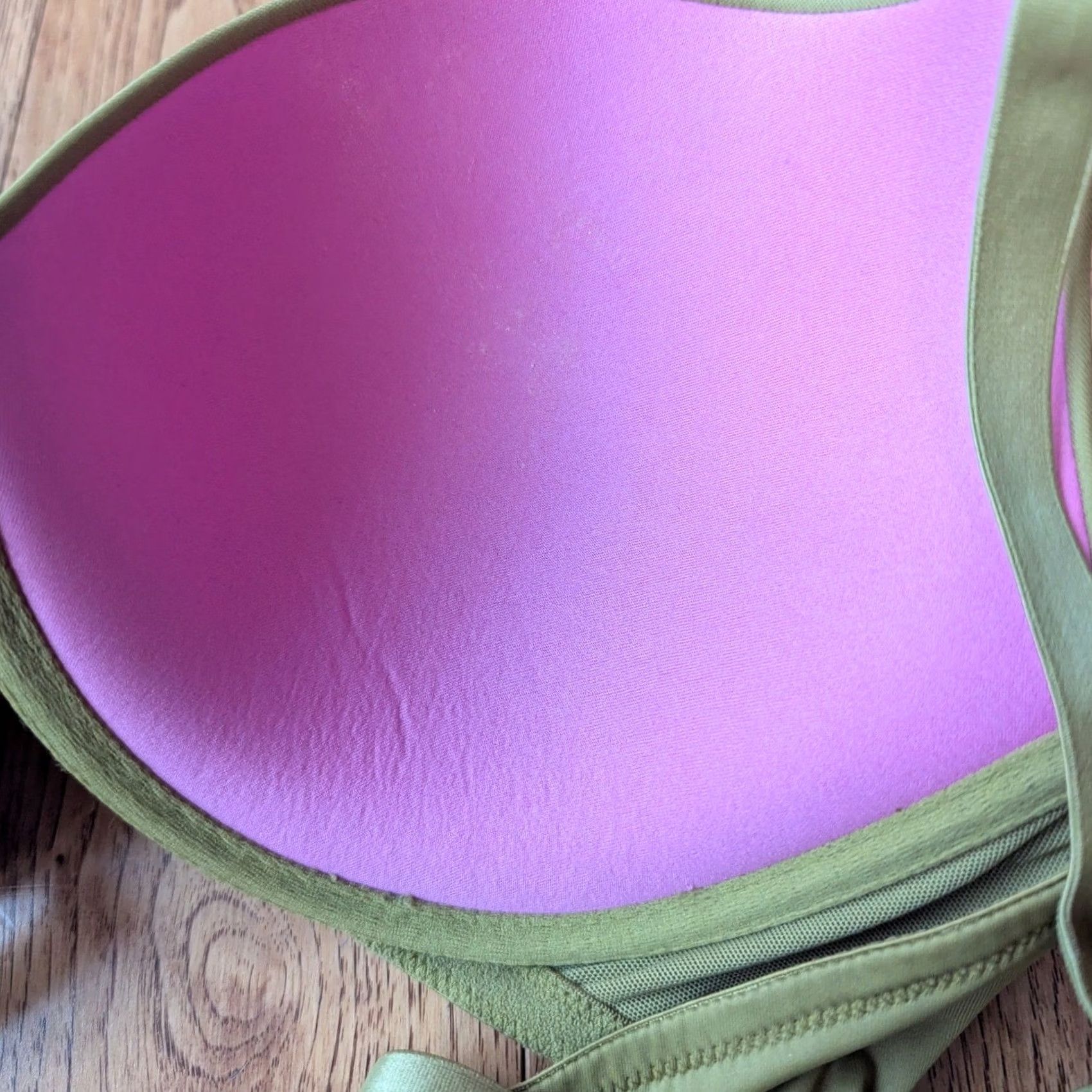 Vintage Victoria's Secret PINK Wear Everywhere Push-Up Bra 36DD Olive Green Underwire Regular Size Shape DD Size ONE SIZE - 6 Thumbnail