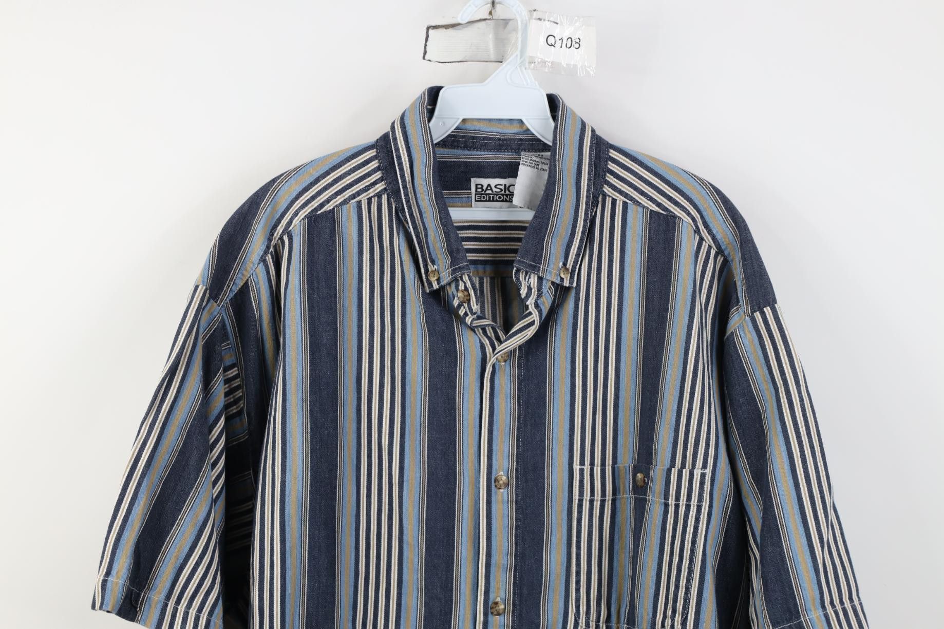 Vintage Vintage 90s Streetwear Block Denim Button Down Shirt Cotton Size US XL / EU 56 / 4 - 2 Thumbnail