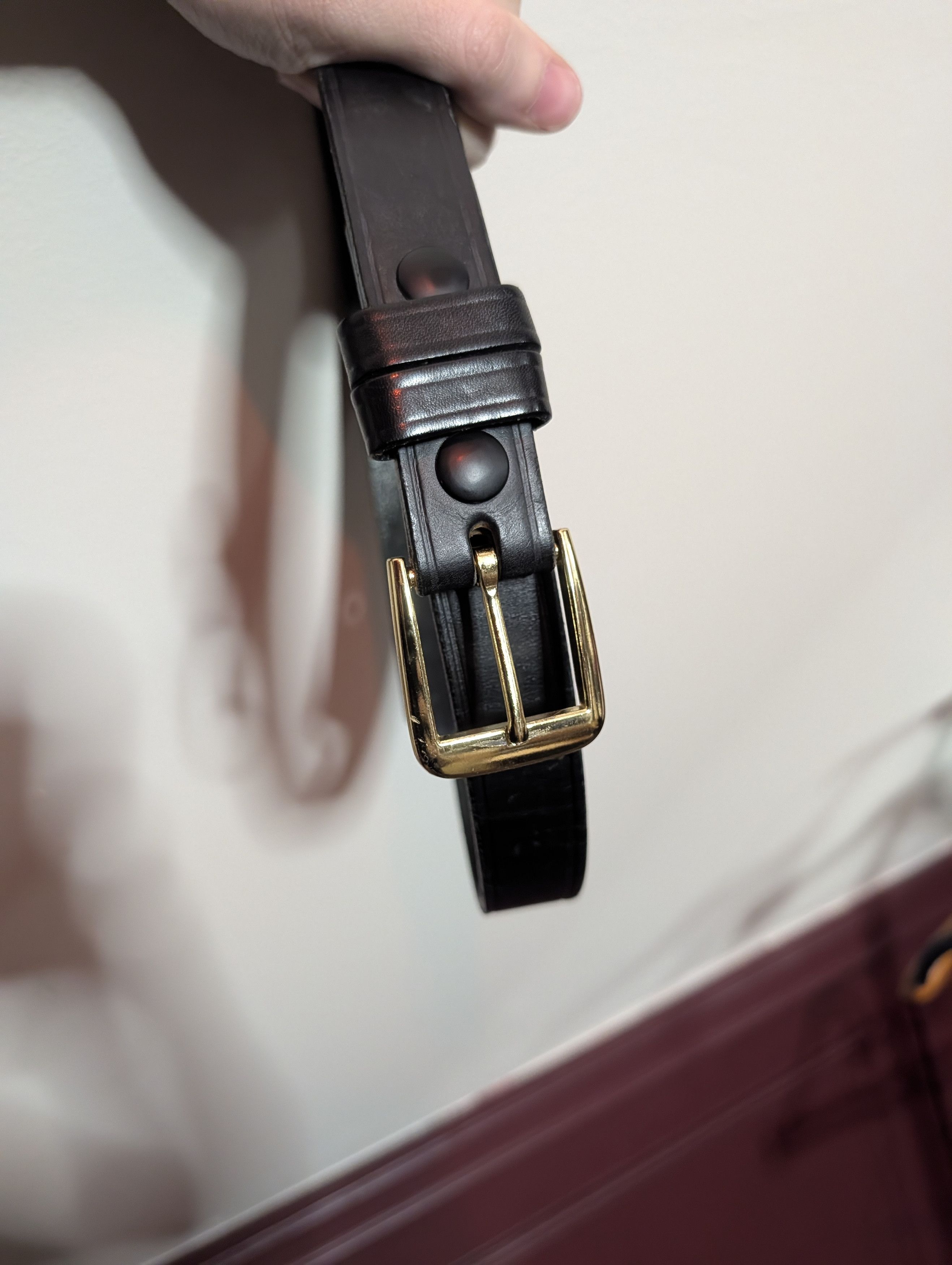 Boston Traders BOSTON LEATHER Black leather made in USA gold belt Size 40 - 1 Thumbnail