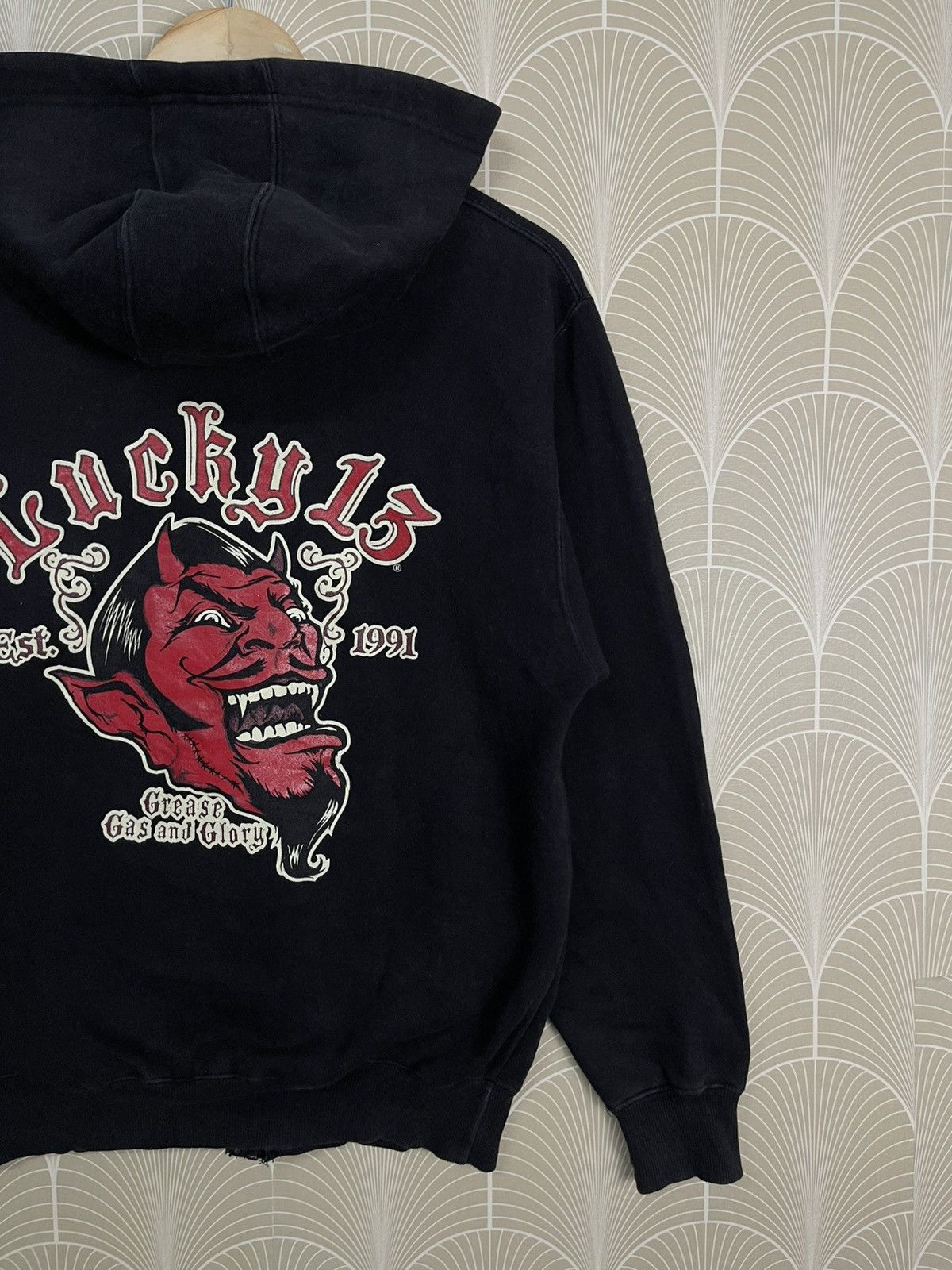 Lucky Brand 😈 90s LUCKY 13 APPAREL “GREASE GAS AND GLORY” ZIPPER HOODIE Size US S / EU 44-46 / 1 - 11 Thumbnail