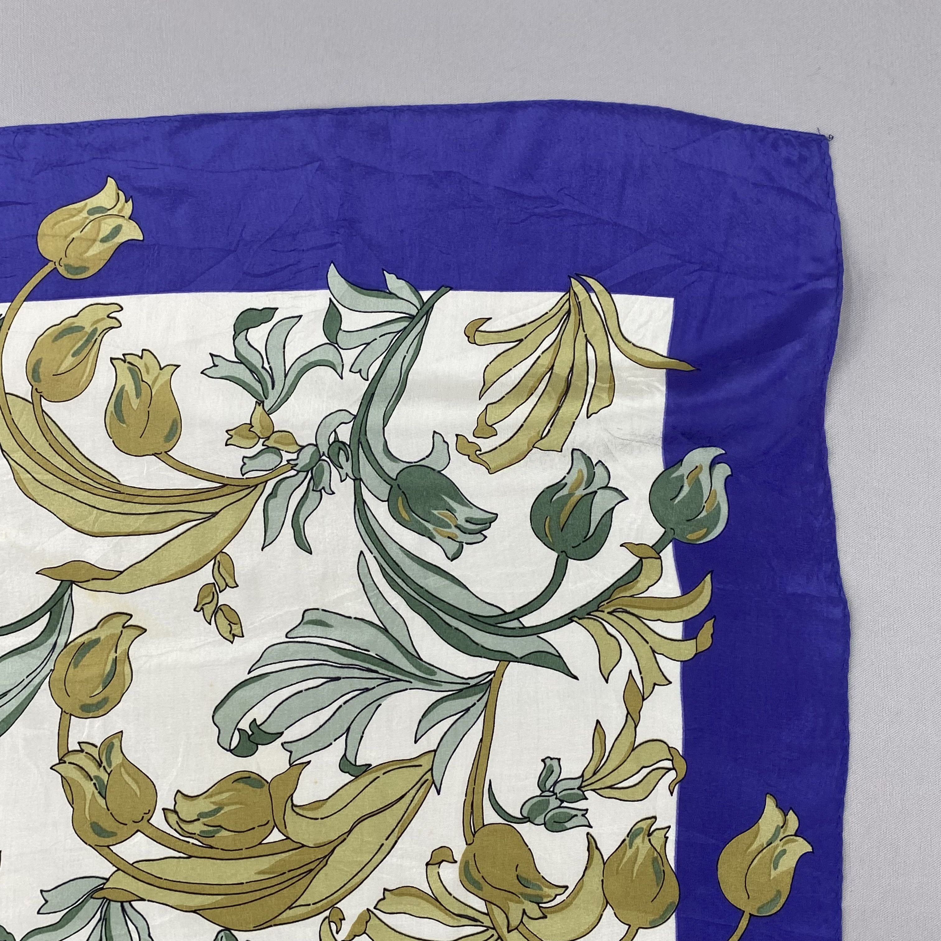 Japanese Brand Vintage Floral Swirl SILK Scarf Twill Wraps Scarves Size ONE SIZE - 6 Thumbnail