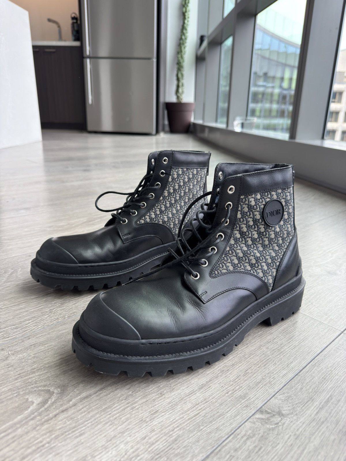 Christian Dior combat boots D-Major Ankle Boot Black Calfskin with Beige and Black  main image 3