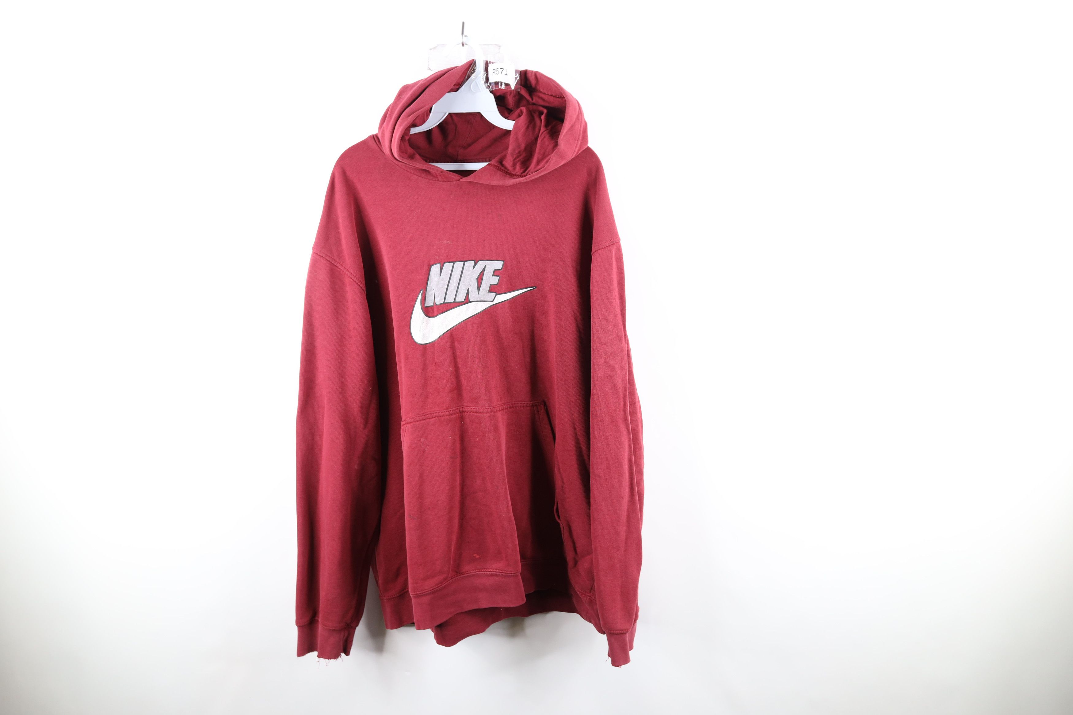 image of Nike Scott Big Swoosh Hoodie Sweatshirt Maroon in Red, Men's (Size XL)