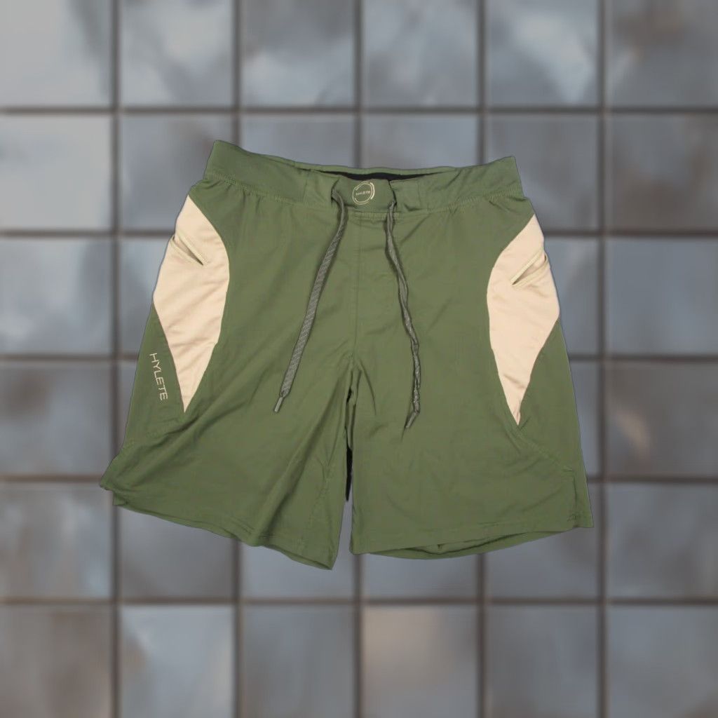Vintage HYLETE Mens Green Hybrid Shorts Medium 9" Beach Sports Nylon Blend Drawstring Size US 31 - 1 Thumbnail