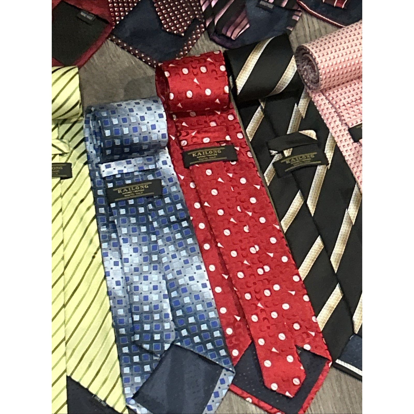 Kai Lot Of 21 Kai Long 100% Silk Ties Various Colors & Patterns Size ONE SIZE - 11 Thumbnail