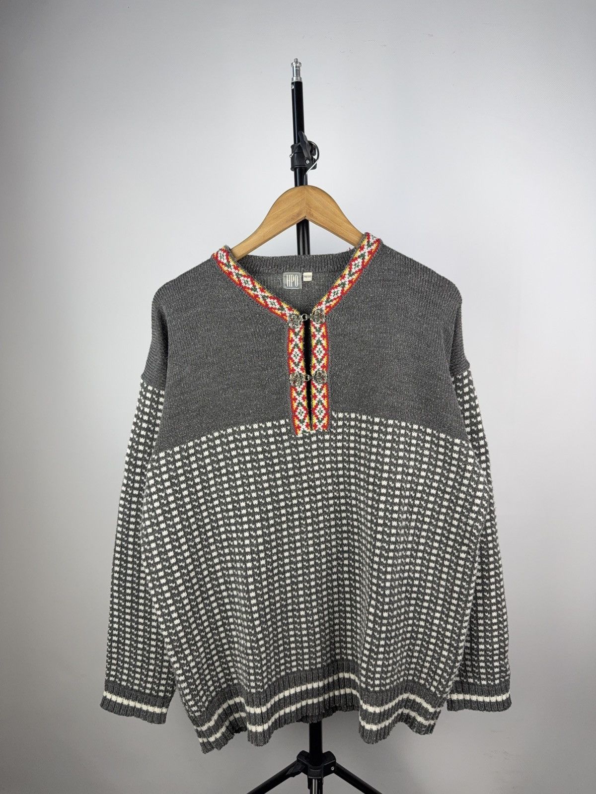 Designer × Vintage Vintage Norwegian Cardigan Sweater HPO Wool Look 48/50 Size US M / EU 48-50 / 2 - 1 Thumbnail