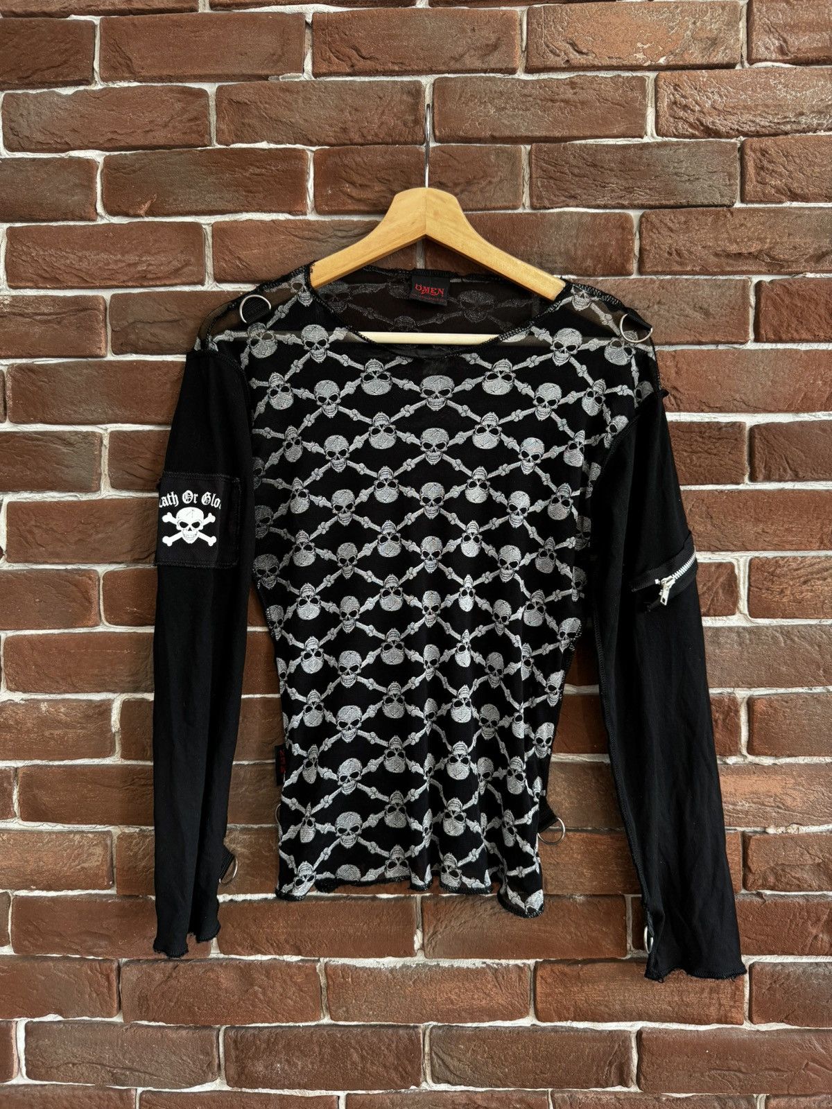 Rare Vintage Skull All Print Y2K Mesh top like Gaultier emo