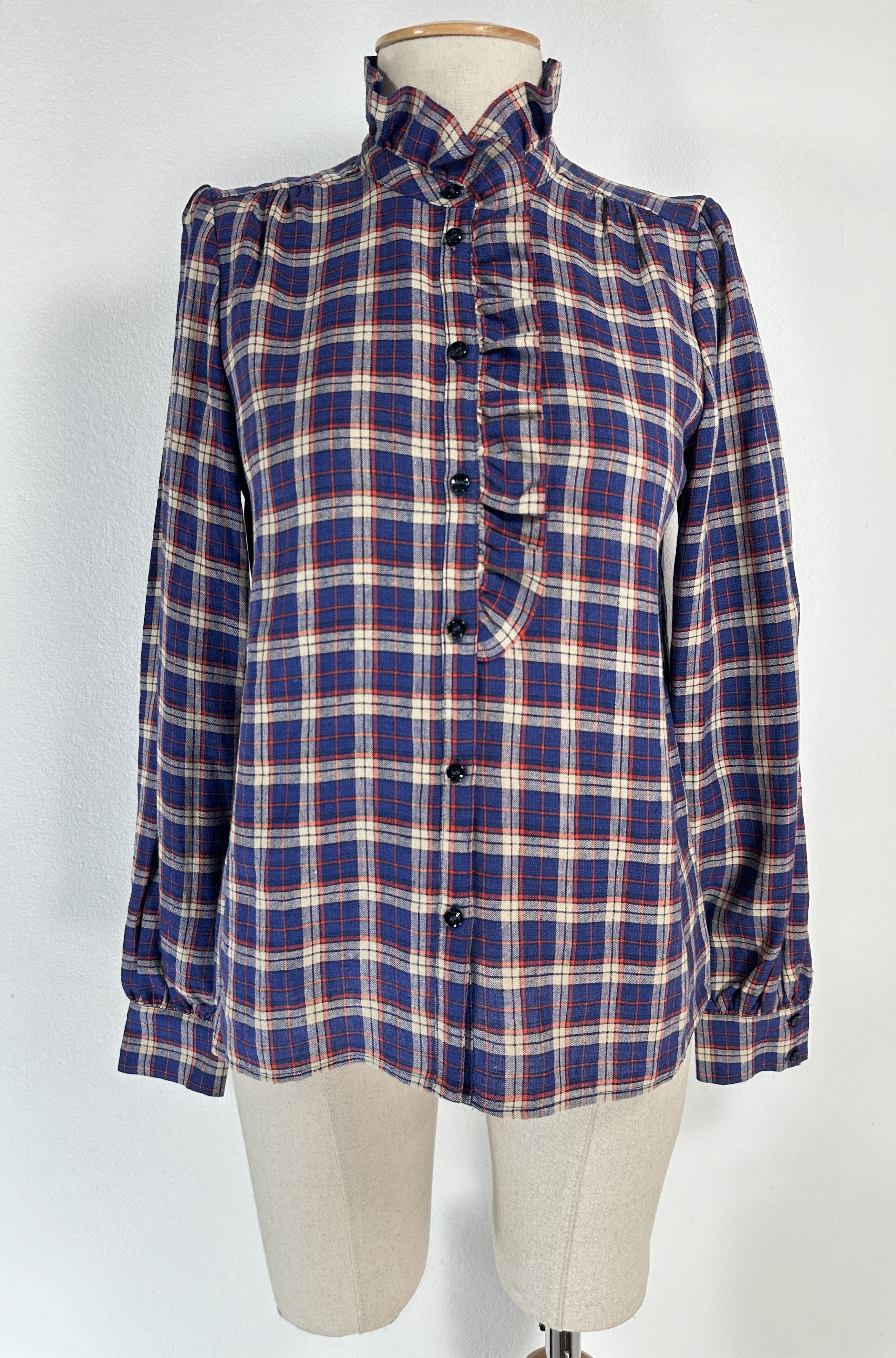 Sezane Linen Tartan Blue Shirt Size S / US 4 / IT 40 - 1 Thumbnail