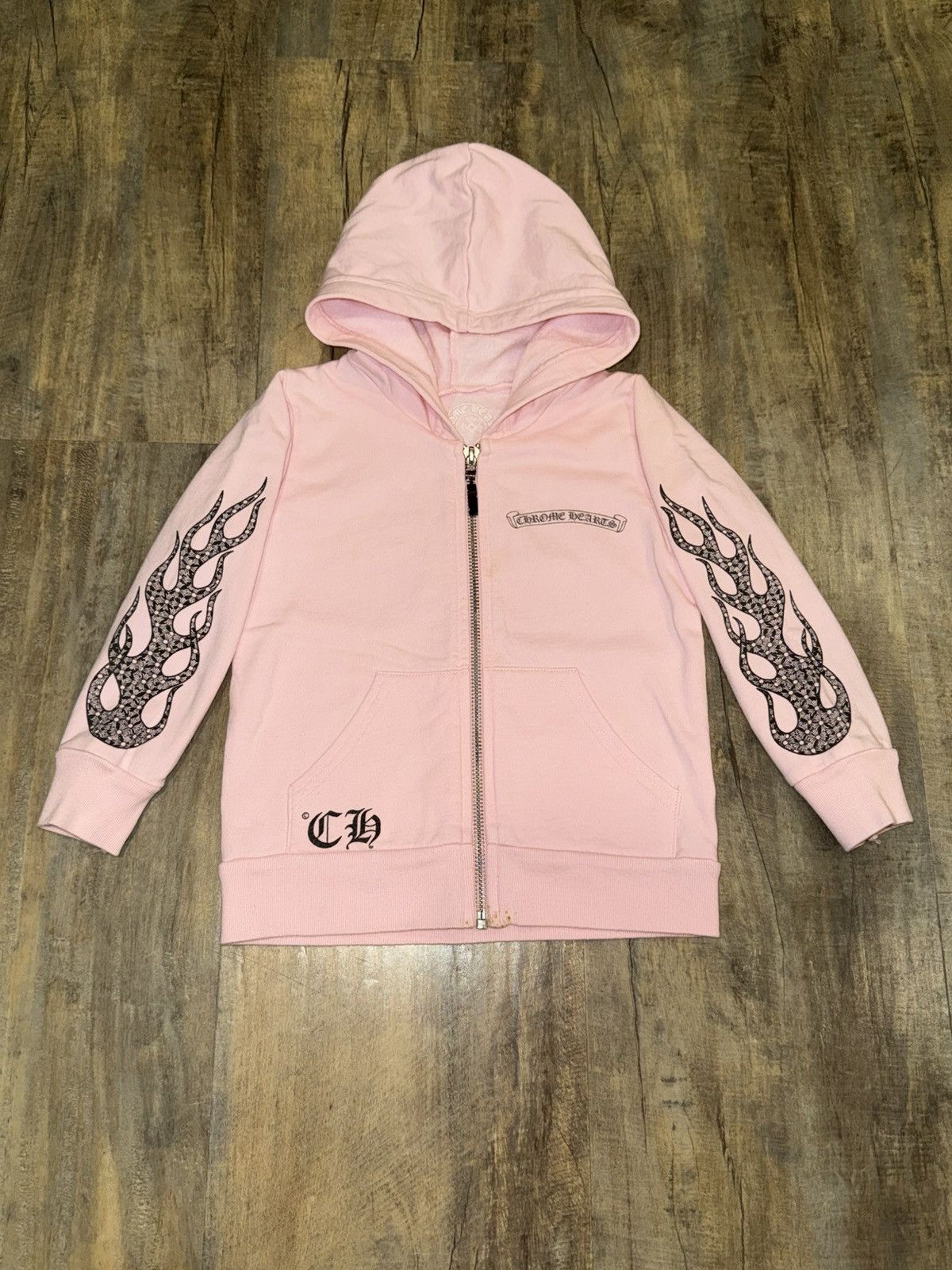 Chrome Hearts RARE Chrome Hearts Kids Flame Cross Logo Pink Zip Up
