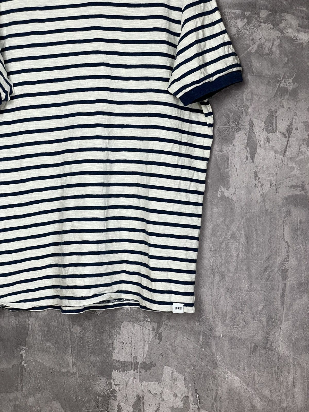 Edwin × Japanese Brand × Vintage Vintage T-Shirt Edwin Japanese Brand Striped Y2K Size US L / EU 52-54 / 3 - 6 Thumbnail