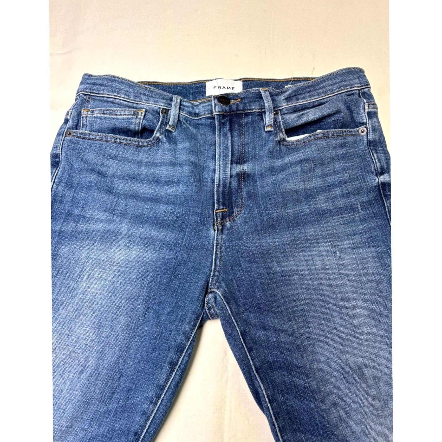 Frame FRAME Le Beau Rips jeans Straight Jeans Women 30X28 Medium Blue Distressed Slim 5-Pocket Zipper Button Mens? Womens? Size 30" / US 8 / IT 44 - 2 Thumbnail