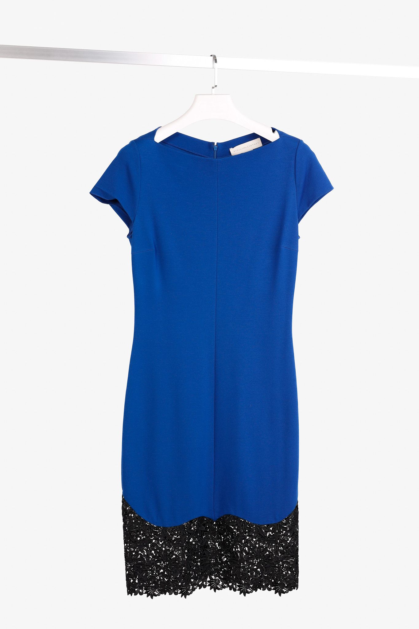 Stella McCartney Stella McCartney Blue Jersey Lace-Hem Dress Size L / US 10 / IT 46 - 1 Thumbnail