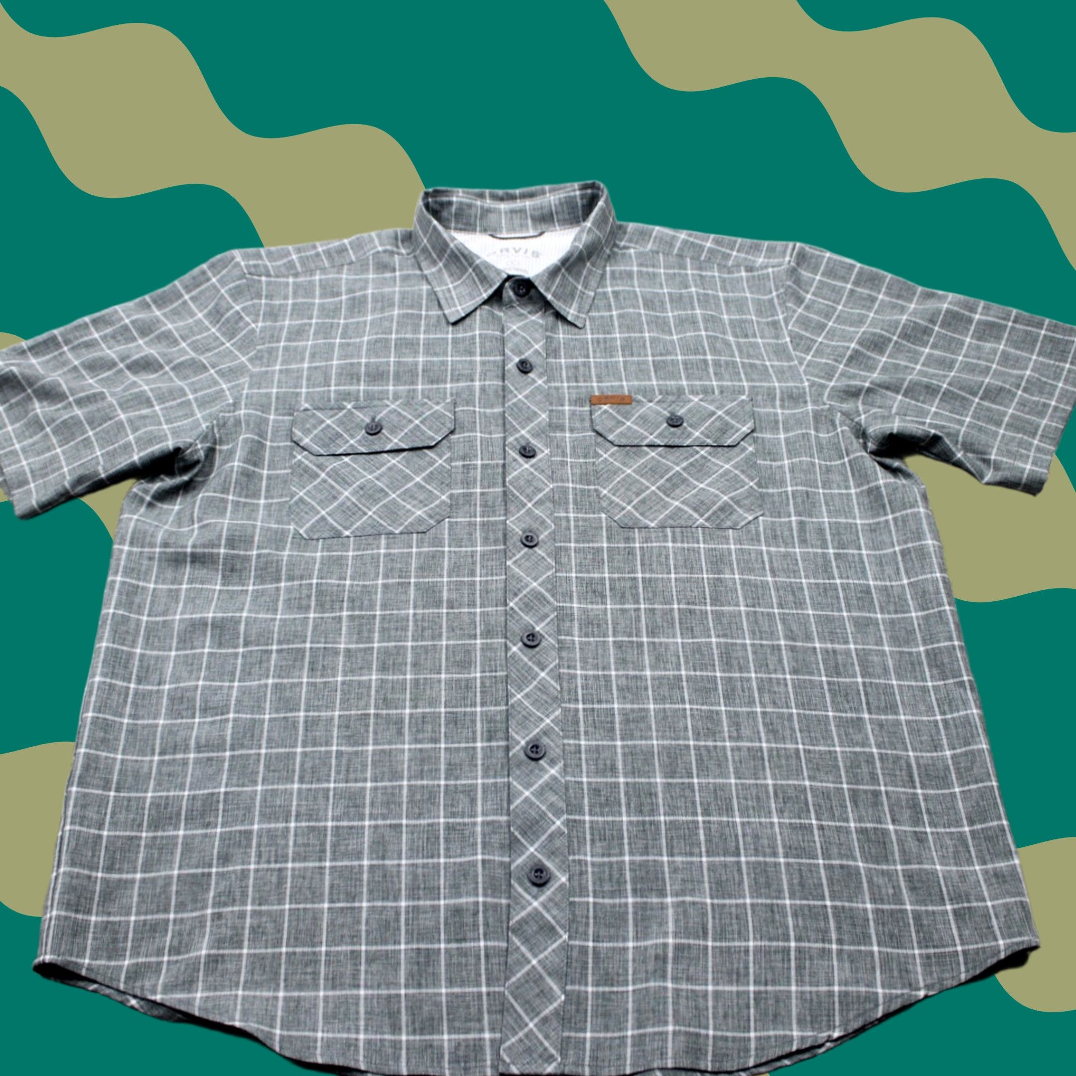 Orvis Orvis Shirt Mens Large Gray Quick Dry Pockets Short Sleeve Polyester Button Up Size US L / EU 52-54 / 3 - 1 Thumbnail