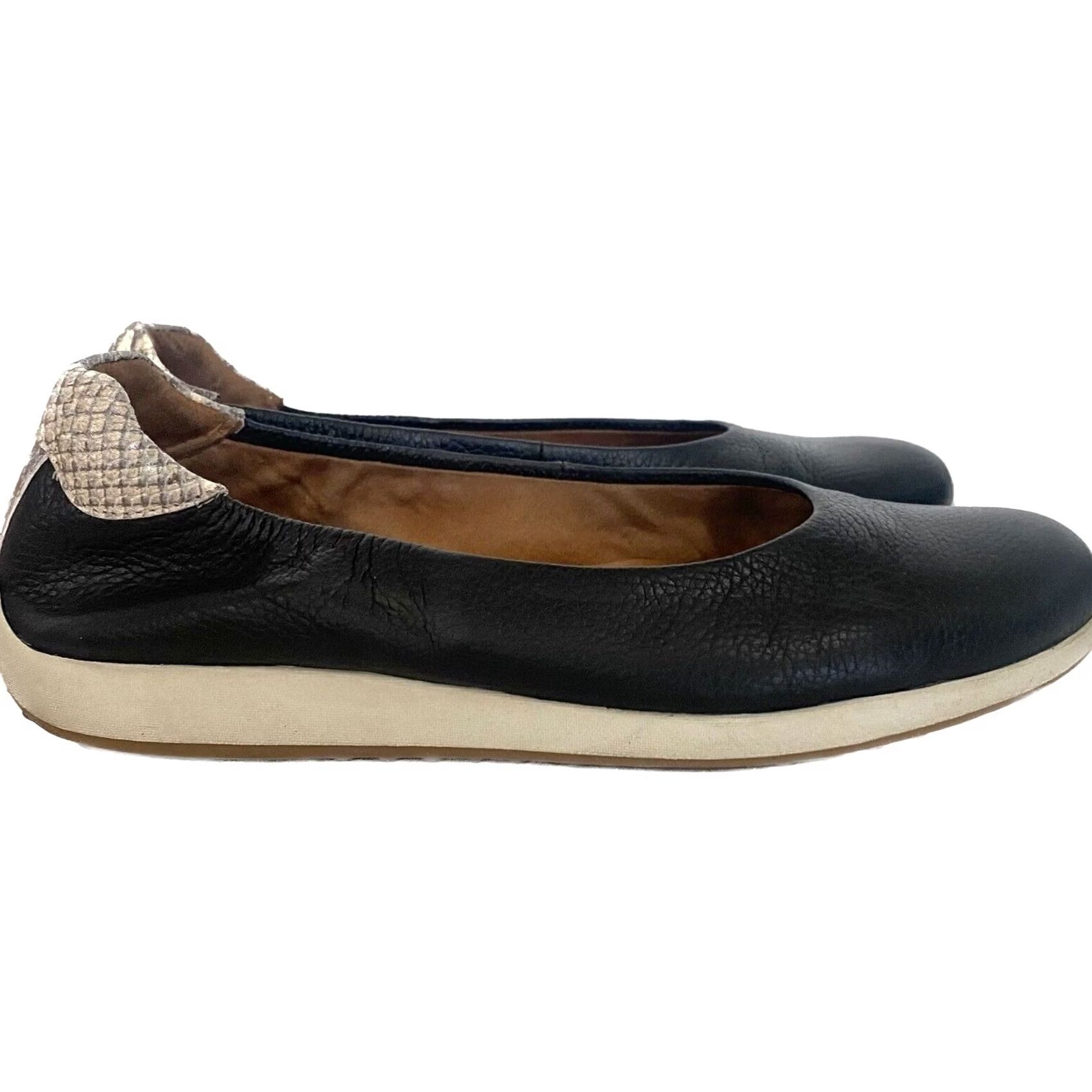Vintage VINTAGE Caslon Ballet Flats Comfort Black Leather Snakeskin Round Toe Slip On Sz 7.5 Women Flats Slipon 7.5 Black Comfort Caslon Shoes Women Size US 8 / IT 38 - 2 Thumbnail