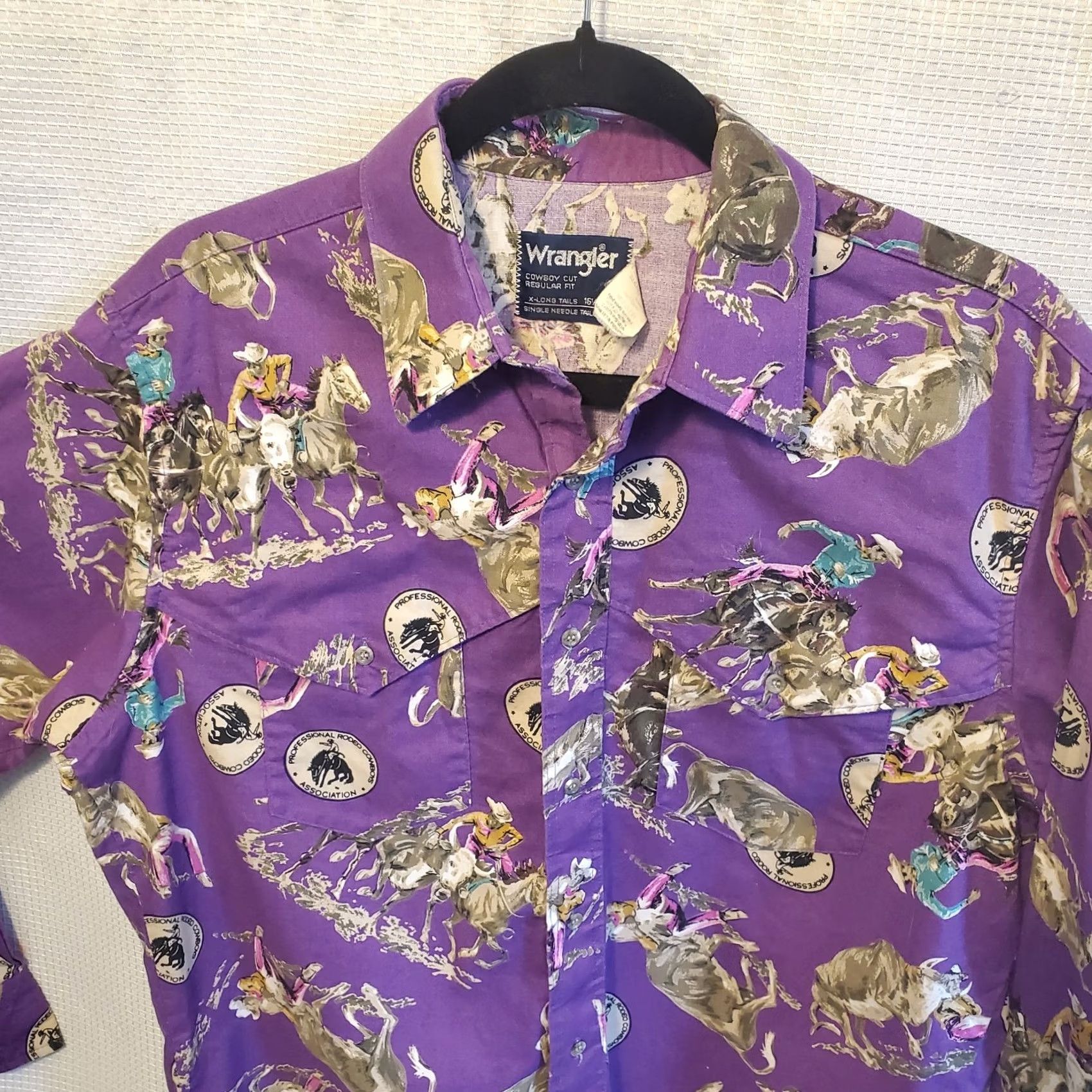 Wrangler Vintage Wrangler Mens XL Cowboy Cut Pro Rodeo Print Button Up Purple Shirt Size US XL / EU 56 / 4 - 3 Thumbnail