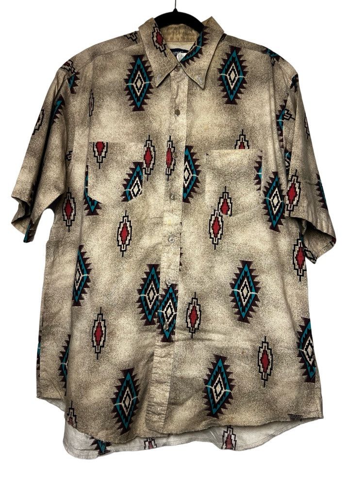 Wrangler Vintage 80's-90's Wrangler Western Native Style Button Up Size US XL / EU 56 / 4 - 1 Thumbnail