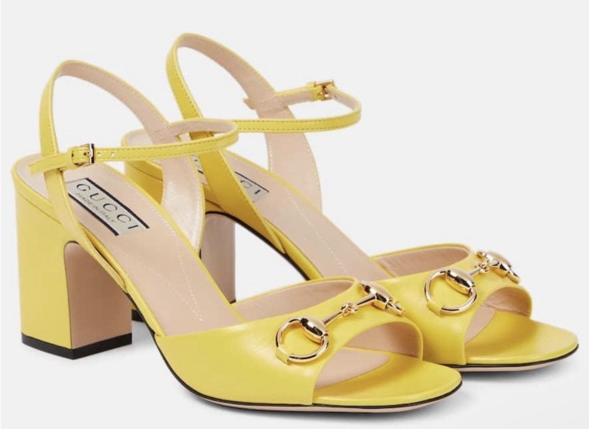 Gucci Gucci Horsebit One Strap Leather Sandal Acid Lime Size US 7.5 / IT 37.5 - 1 Thumbnail