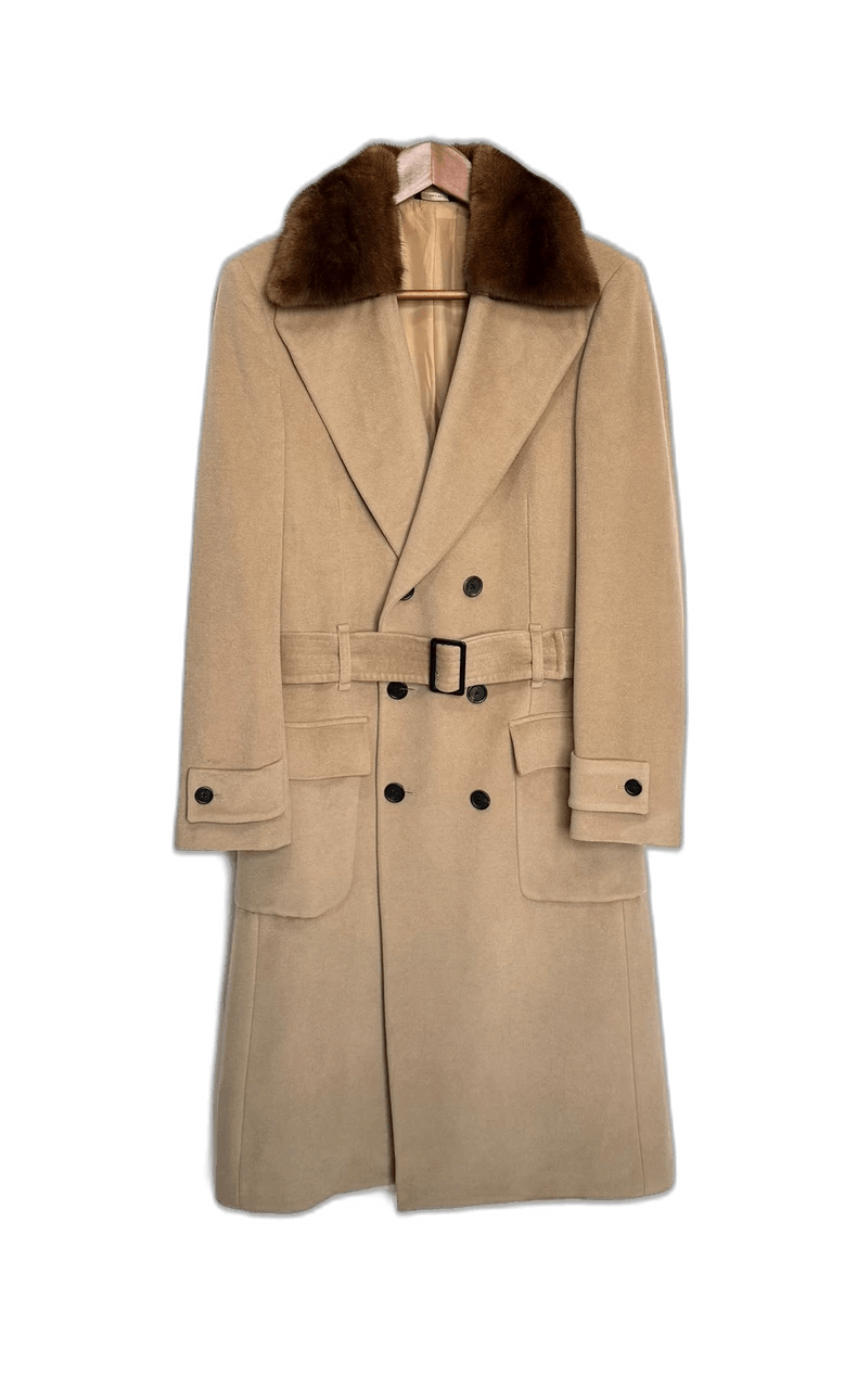 Fendi Fendi Beige Oversized Coat with Mink Collar Size US L / EU 52-54 / 3 - 1 Thumbnail