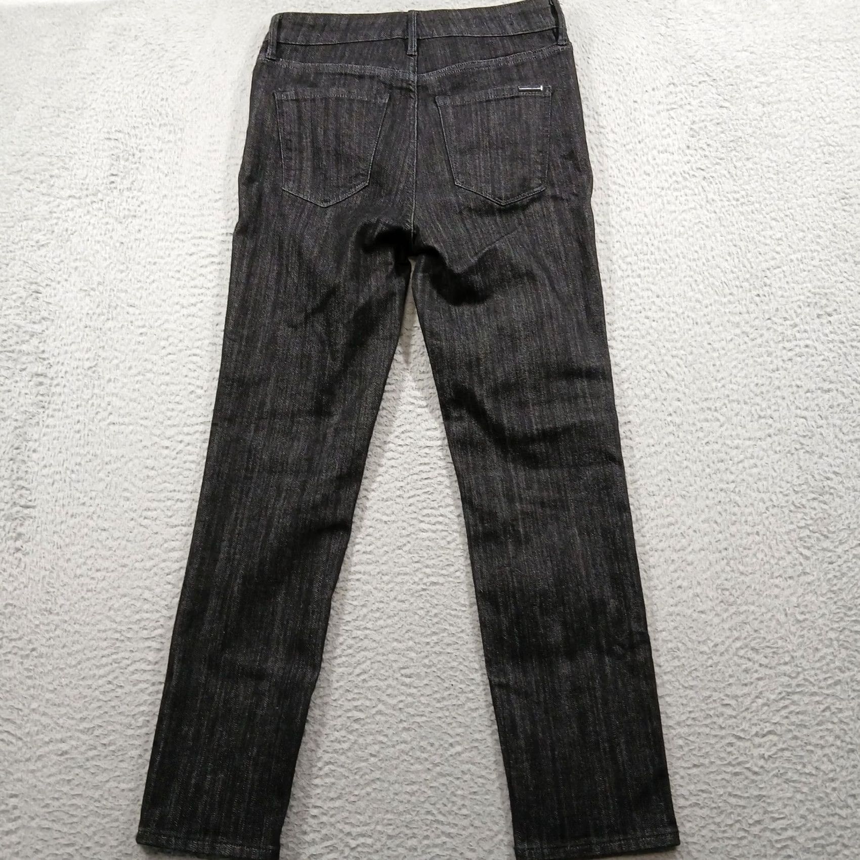 White House Black Market VINTAGE WHBM Jeweled Button High-Rise Slim Ankle Jeans Women 4 Black Pinstripe Pre-Owned Size 27" / US 4 / IT 40 - 3 Thumbnail