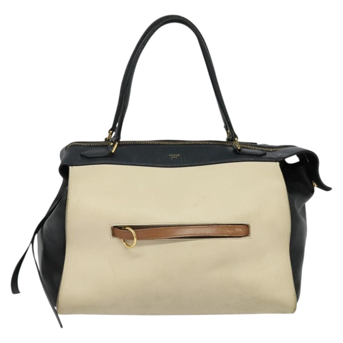 CELINE Ring Bag Hand Bag Leather Beige Gold