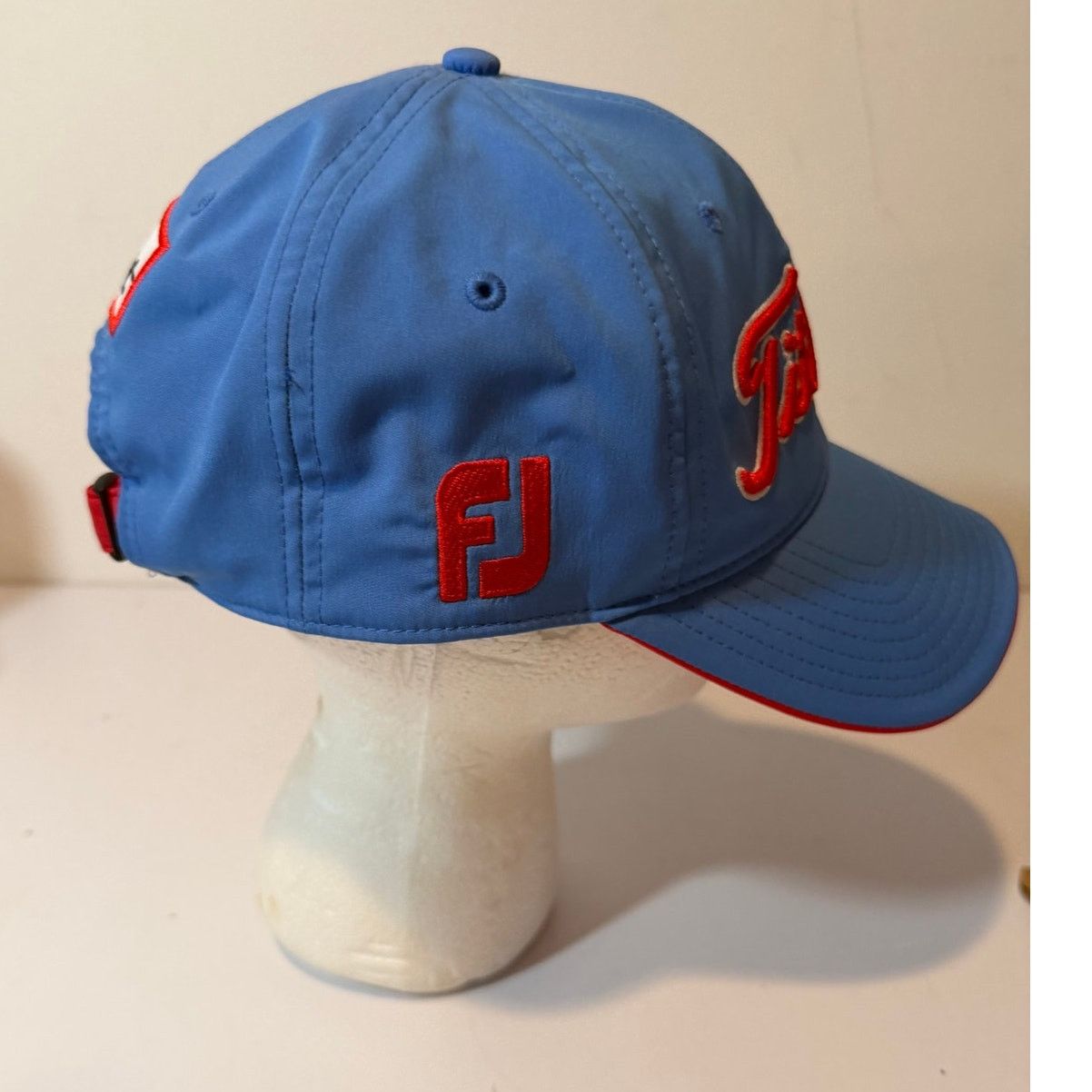 Titleist Titlest Foot Joy FJ Golf Hat Light Blue Red Adjustable Pro Size ONE SIZE - 4 Thumbnail