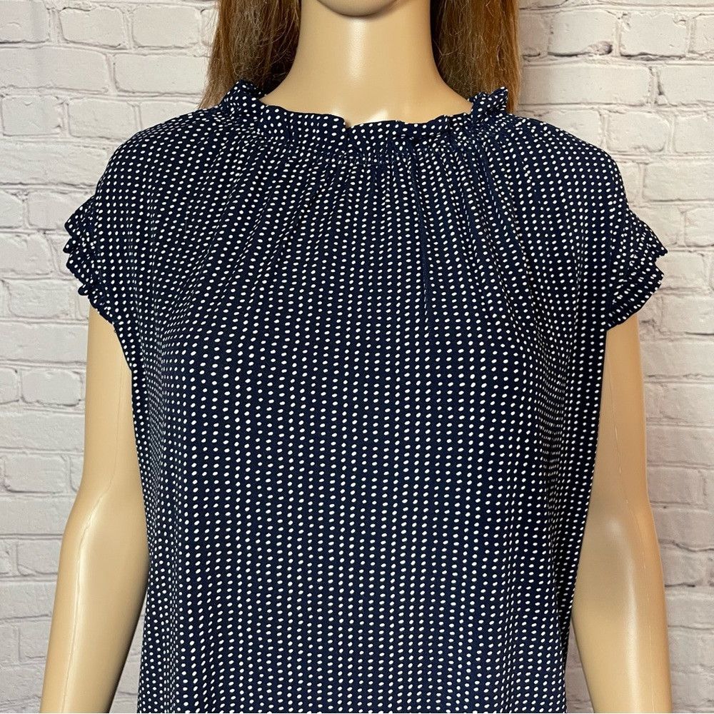 Adrianna Papell NWT New $59 Adrianna Papell Navy Polka Dot Ruffled Mock Nec Size 3XL / US 20-22 - 3 Thumbnail