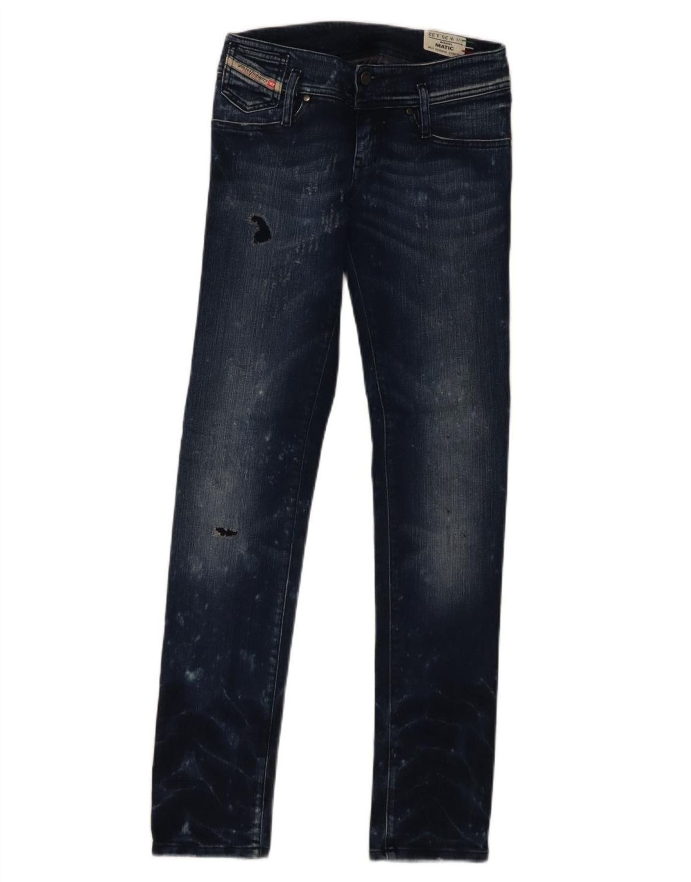 Diesel Womens Matic Distressed Slim Jeans W25 L32 Navy Blue Cotton Size 42" / US 20 - 1 Thumbnail