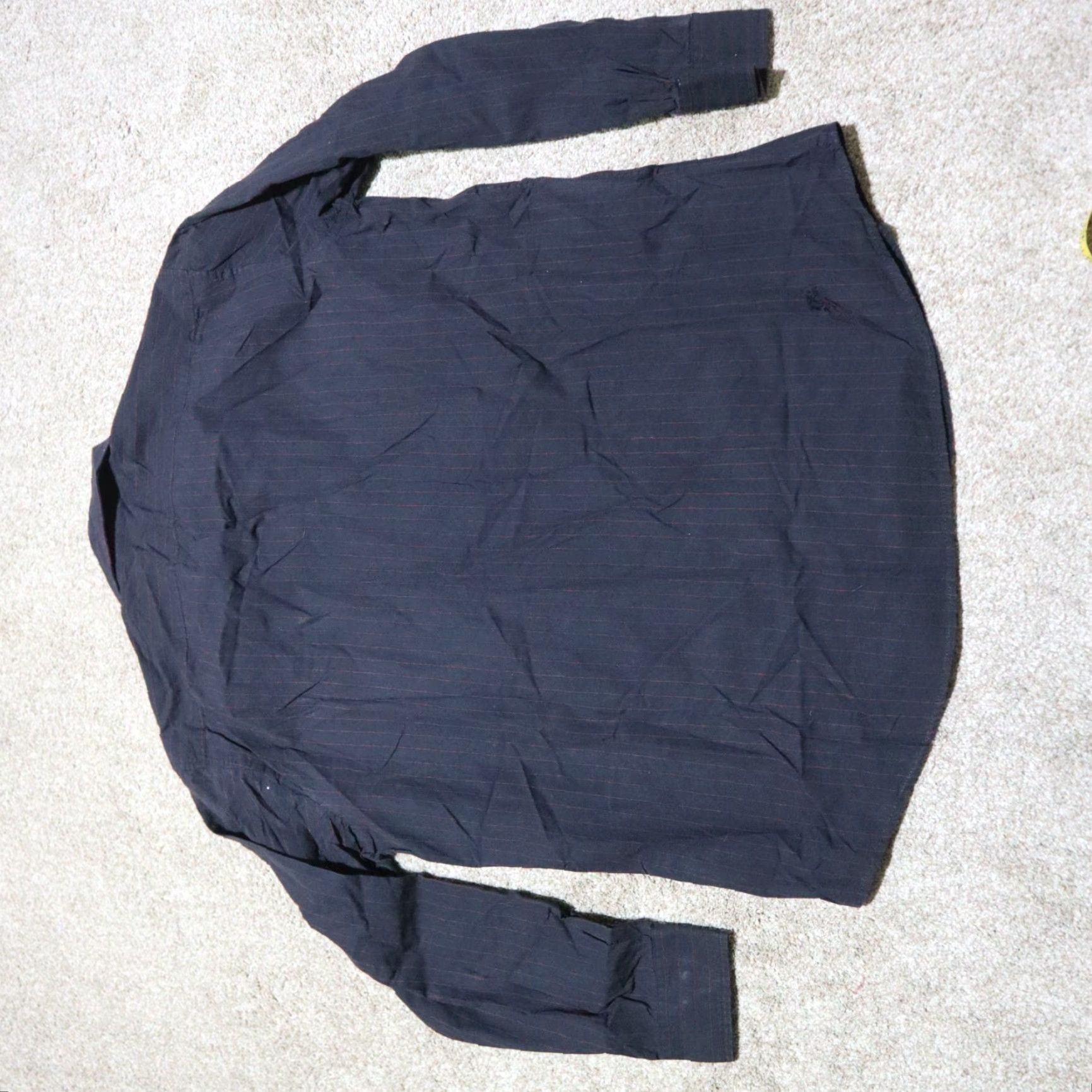 George VINTAGE George Shirt Adult XL Black Striped Button-Up Long Sleeve 46-48 Mens Size 46R - 8 Thumbnail