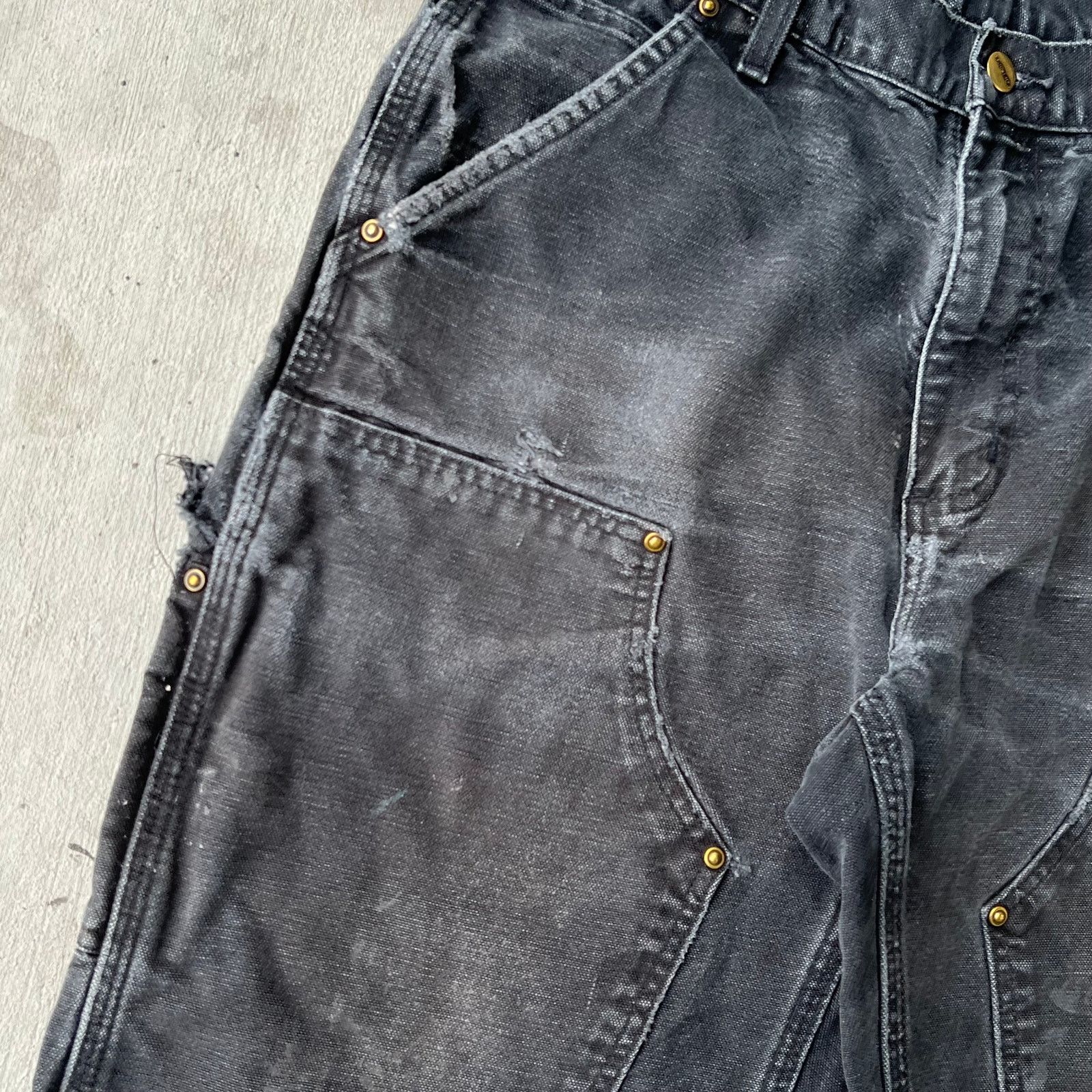 Carhartt × Vintage Carhartt faded black double knee work wear carpenter pants Size US 31 - 8 Thumbnail