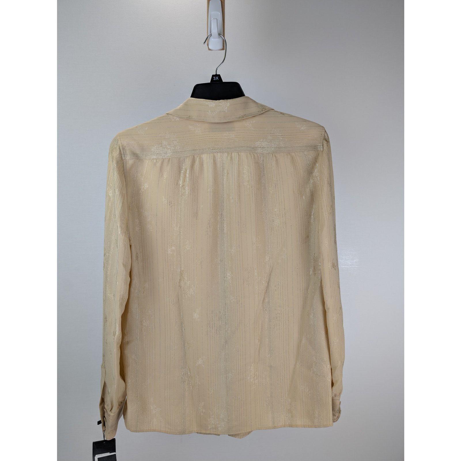 Saint Laurent Paris o1rshd1 Chemise Tight Fitted Ruffled Silk Shirt in Beige Size US M / EU 48-50 / 2 - 10 Thumbnail