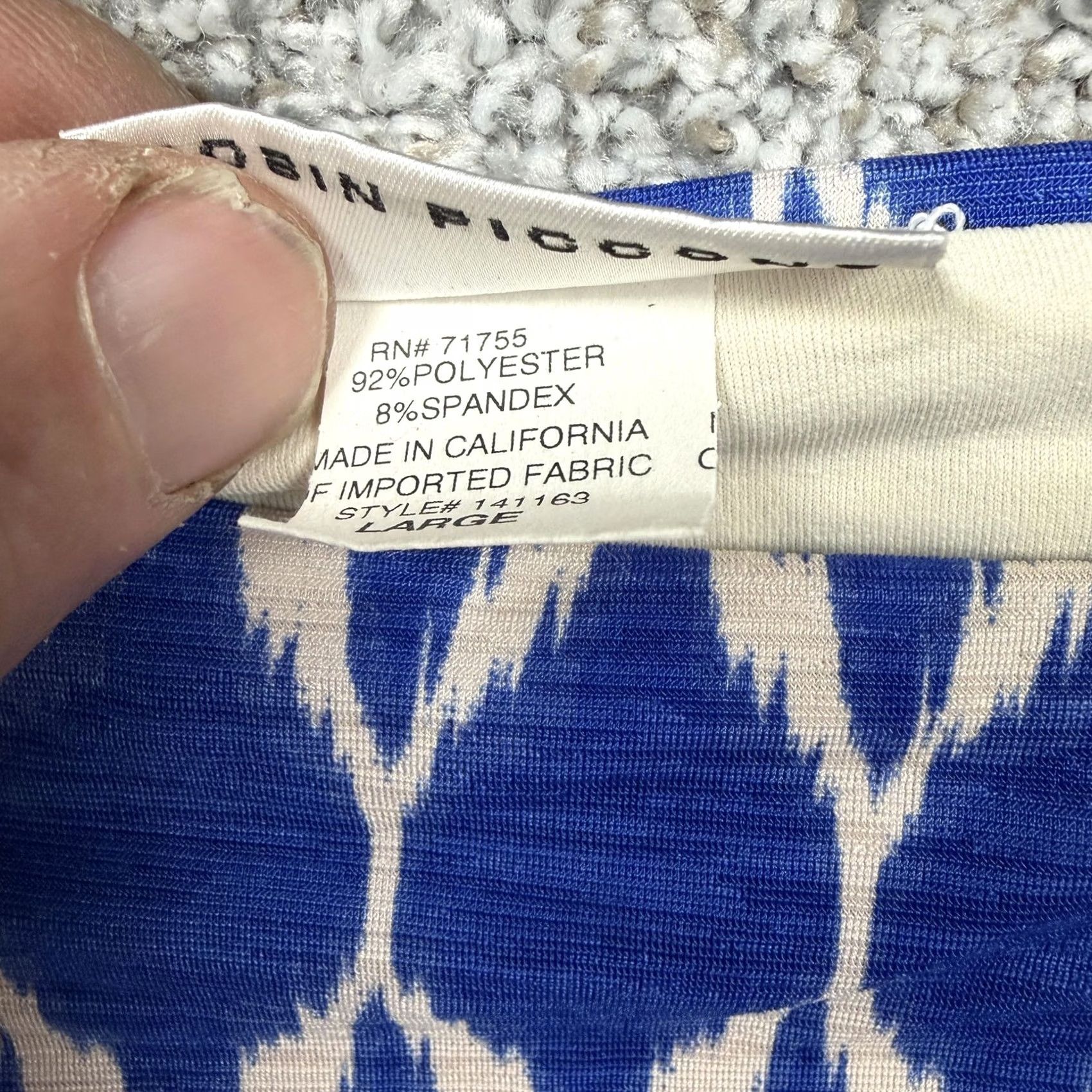 Vintage Robin Piccone Bikini Bottom L Blue Ikat Side Tie Coastal Resort Swimwear Chic Women Size 36" / US 14 / IT 50 - 6 Thumbnail