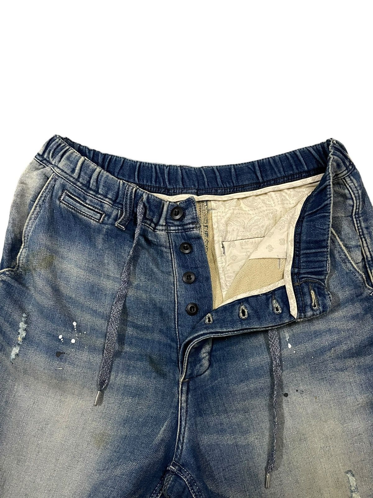 Japanese Brand Oblekt Japan Paint Splatter Ezy Denim Style Distressed Pants Size US 31 - 10 Thumbnail