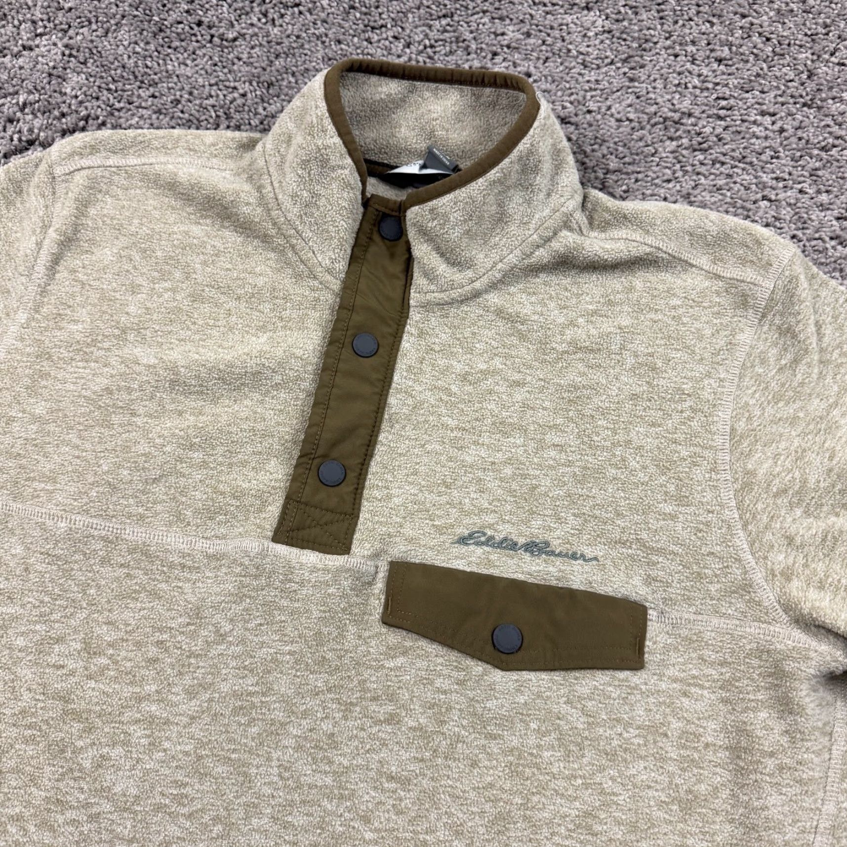 Eddie Bauer Eddie Bauer Mens Sweater Pullover M Beige Fleece Mock Neck Pocketed Casual Knit 90s? Size US M / EU 48-50 / 2 - 2 Thumbnail