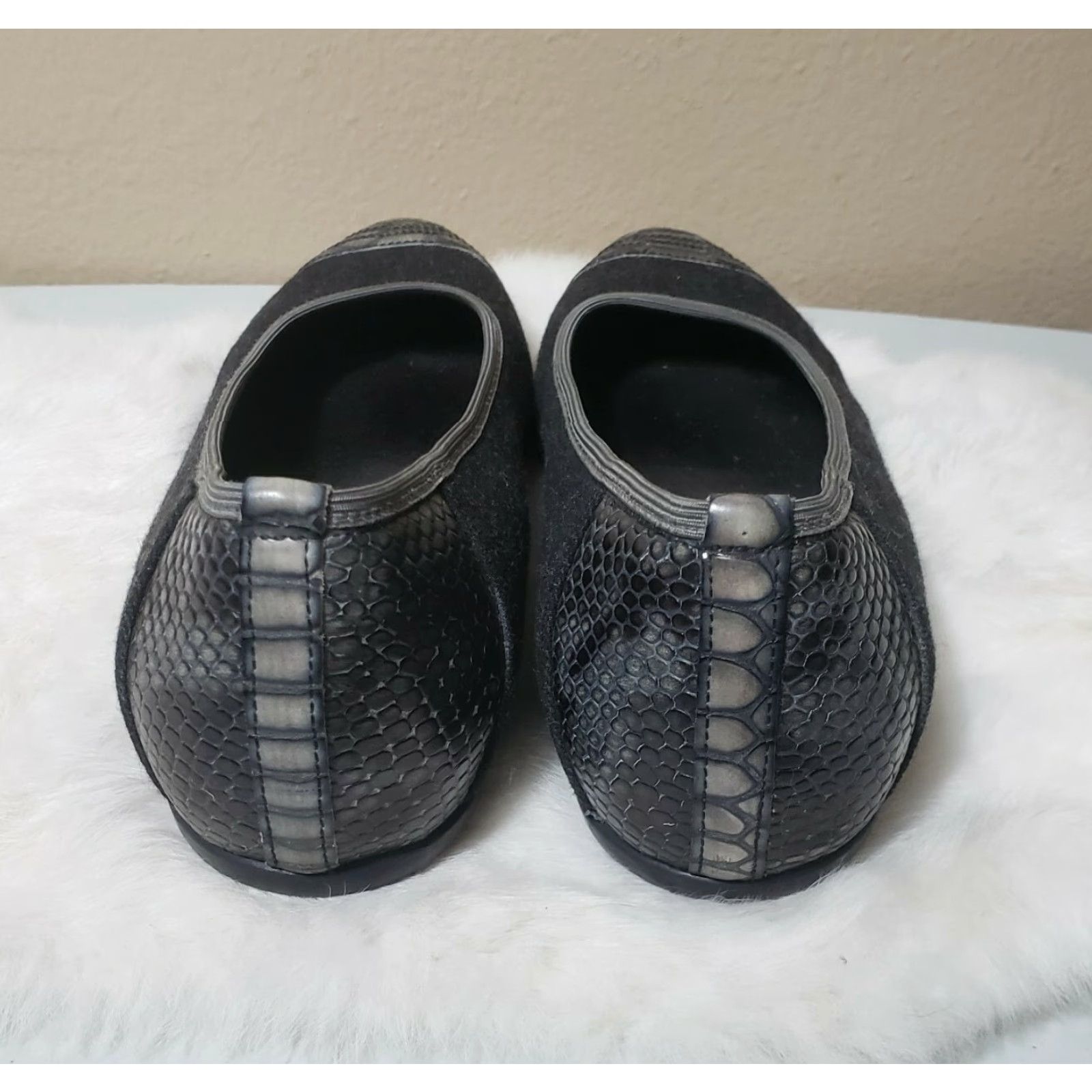 Vintage VINTAGE Donald J. Pliner "Hideyo" Reptile Cap Toe Ballet Flats-Size 7.5 Ballet Womens Gray Size ONE SIZE - 3 Thumbnail