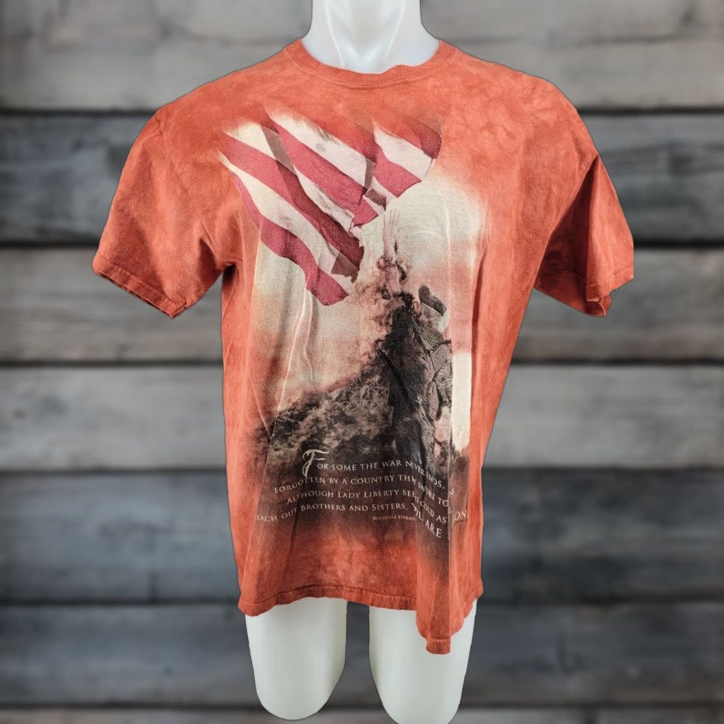 The Mountain The Mountain Veteran Army Soldier You are Not Alone American Flag Cotton T-Shirt Orange MENS Shirt Size US L / EU 52-54 / 3 - 1 Thumbnail