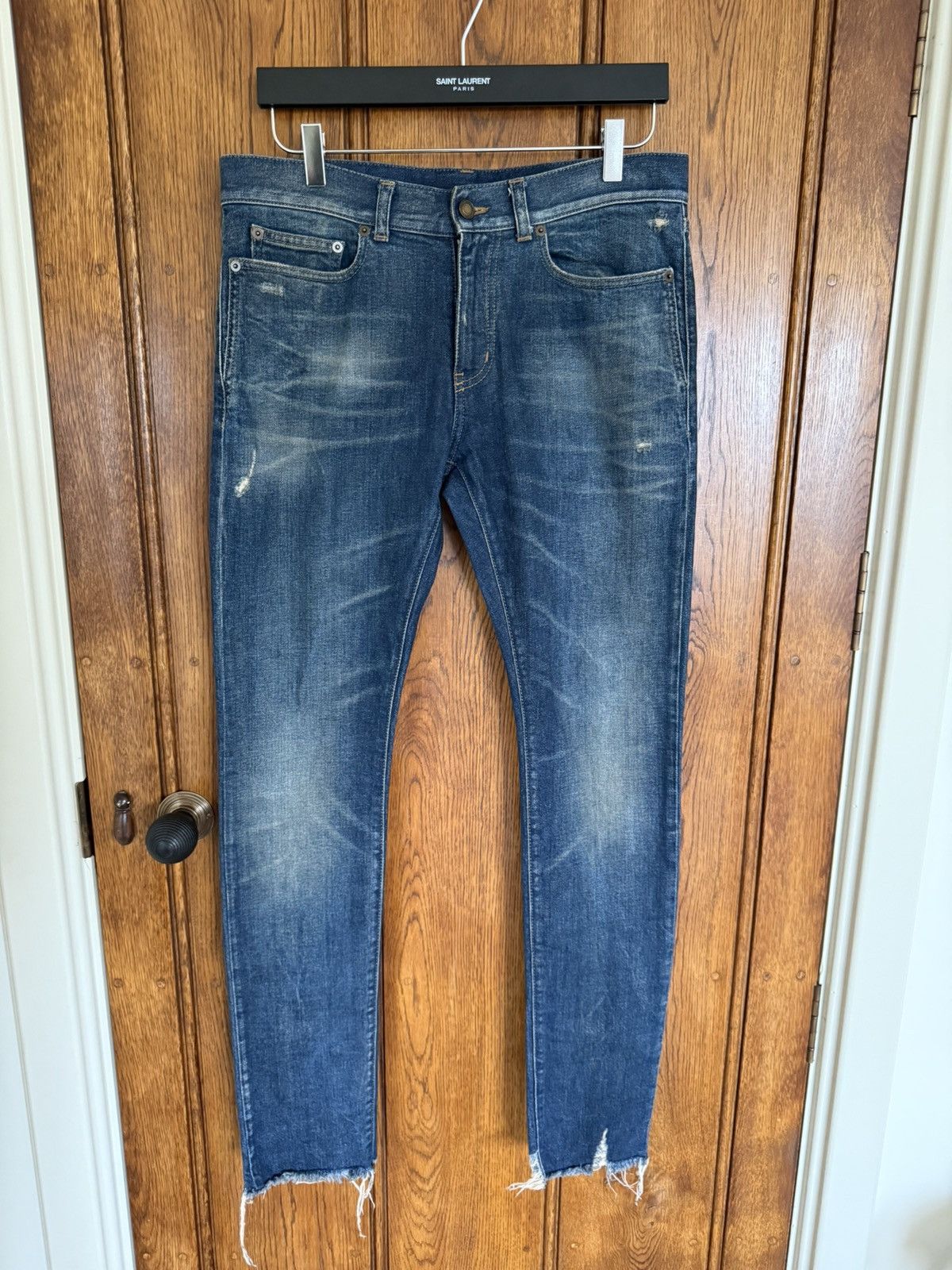 Saint Laurent Paris SS20 Saint Laurent raw hem crash denim Jeans d03 skinny slim Size US 30 / EU 46 - 1 Thumbnail