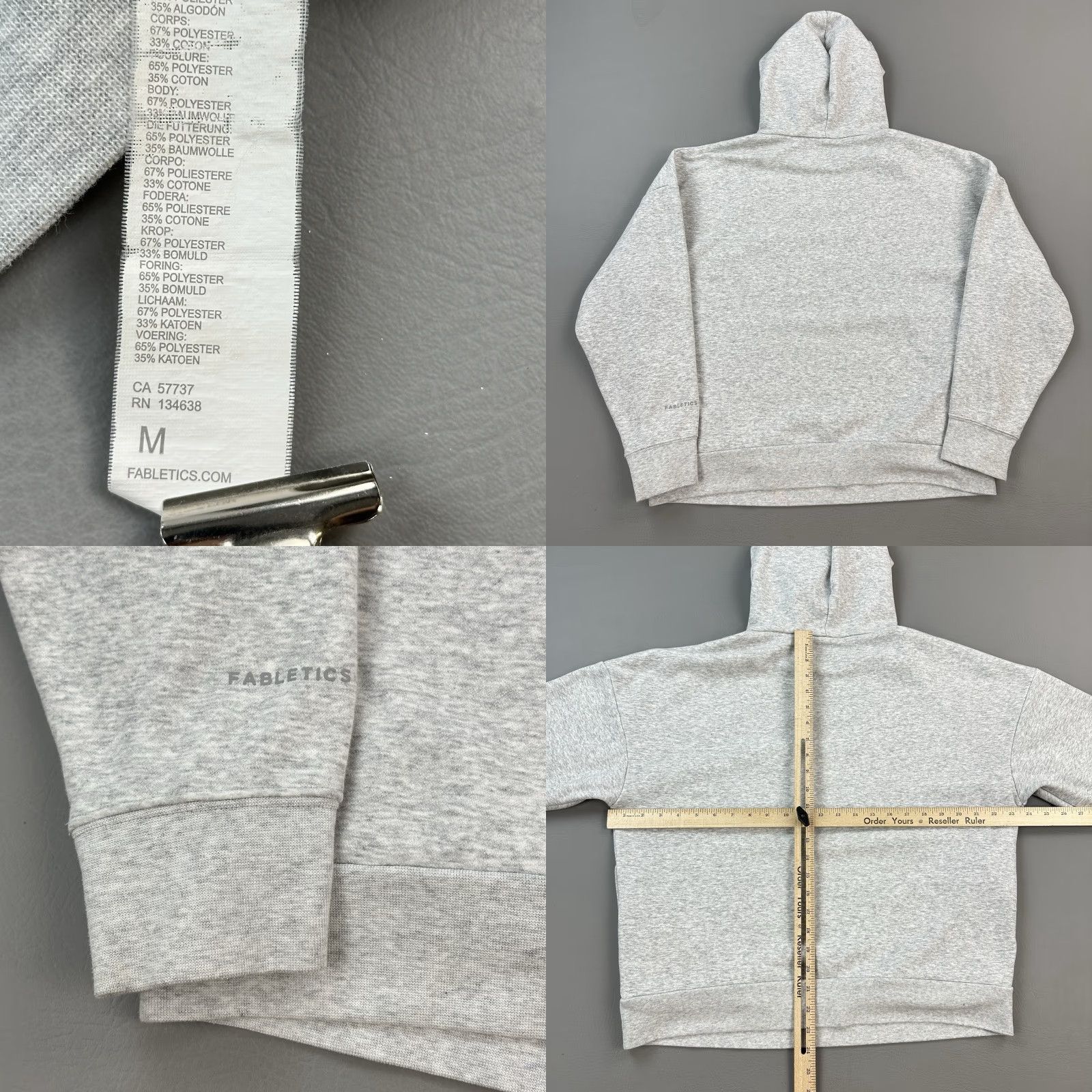 Fabletics Fabletics Hoodie Women's M Gray Fleece Pullover Activewear Gym Casual Logo Pockets Hooded Pullover Size M / US 6-8 / IT 42-44 - 8 Thumbnail