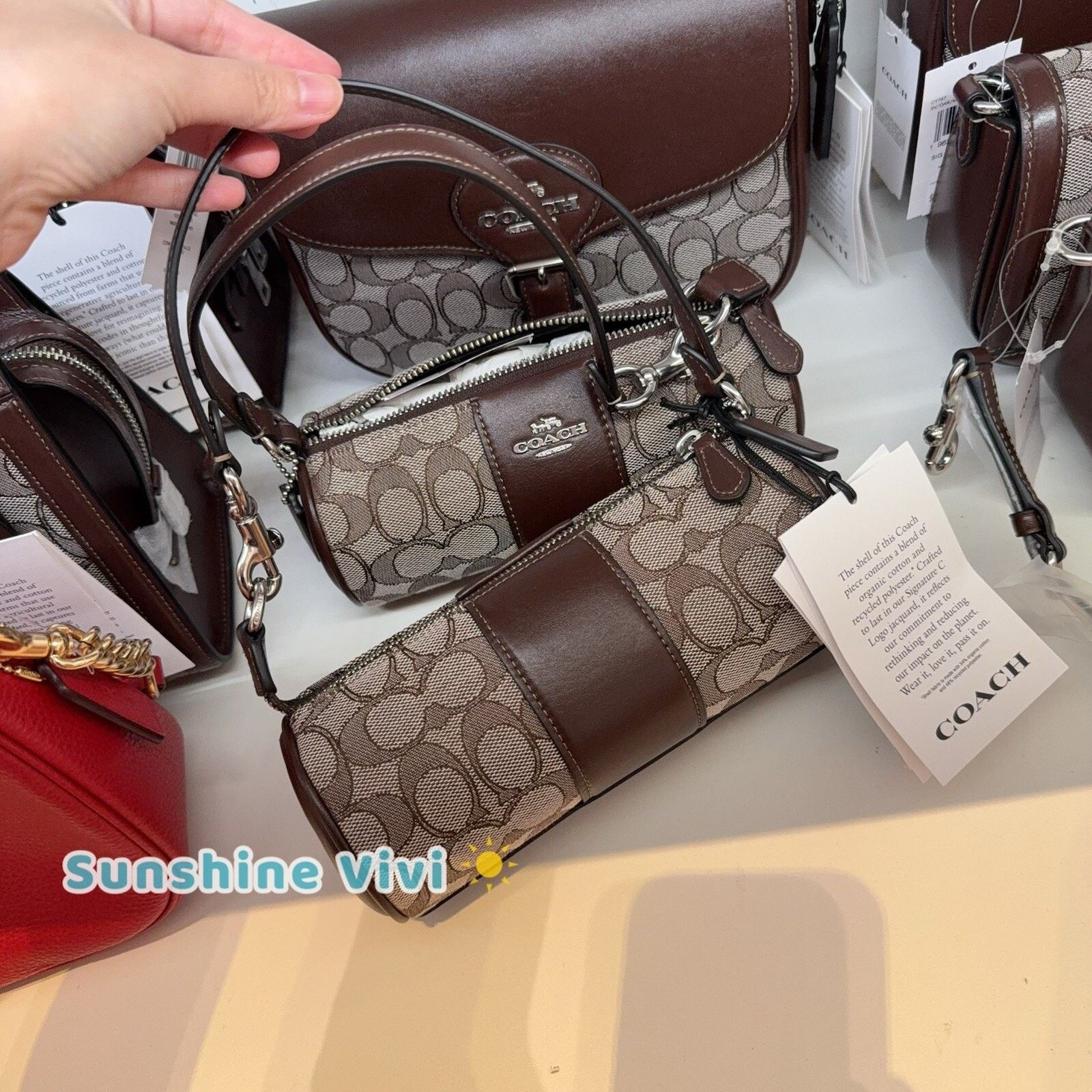 Coach NWT COACH Nolita Barrel Bag Jacquard Silver/Oak/Maple CU989 Size ONE SIZE - 4 Thumbnail