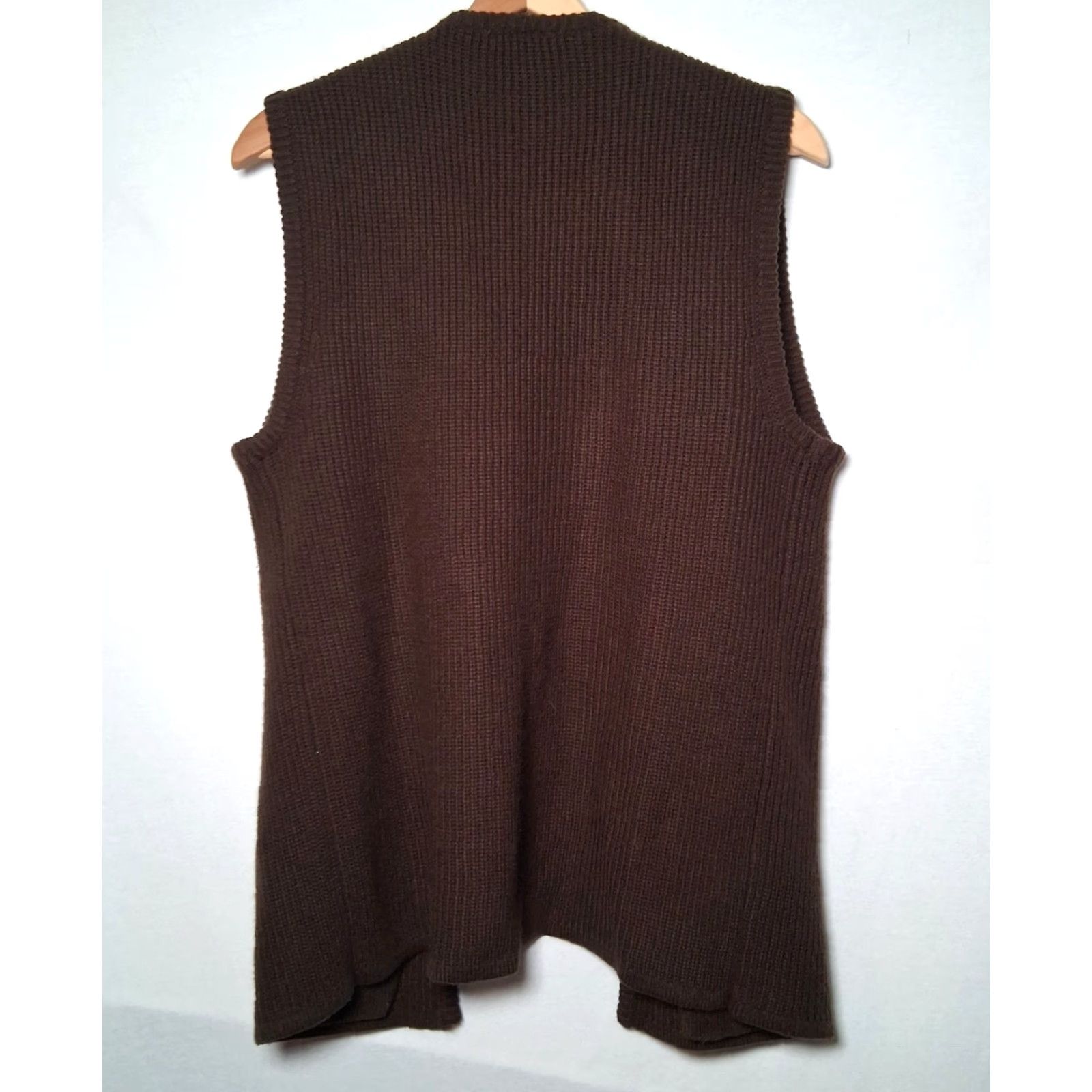 Vintage VINTAGE Curry Knits Sweater Vest Shirt Women M Brown Open Front Ribbed Knit Vest 80s Classic Brown Open front Women M Size M / US 6-8 / IT 42-44 - 2 Thumbnail