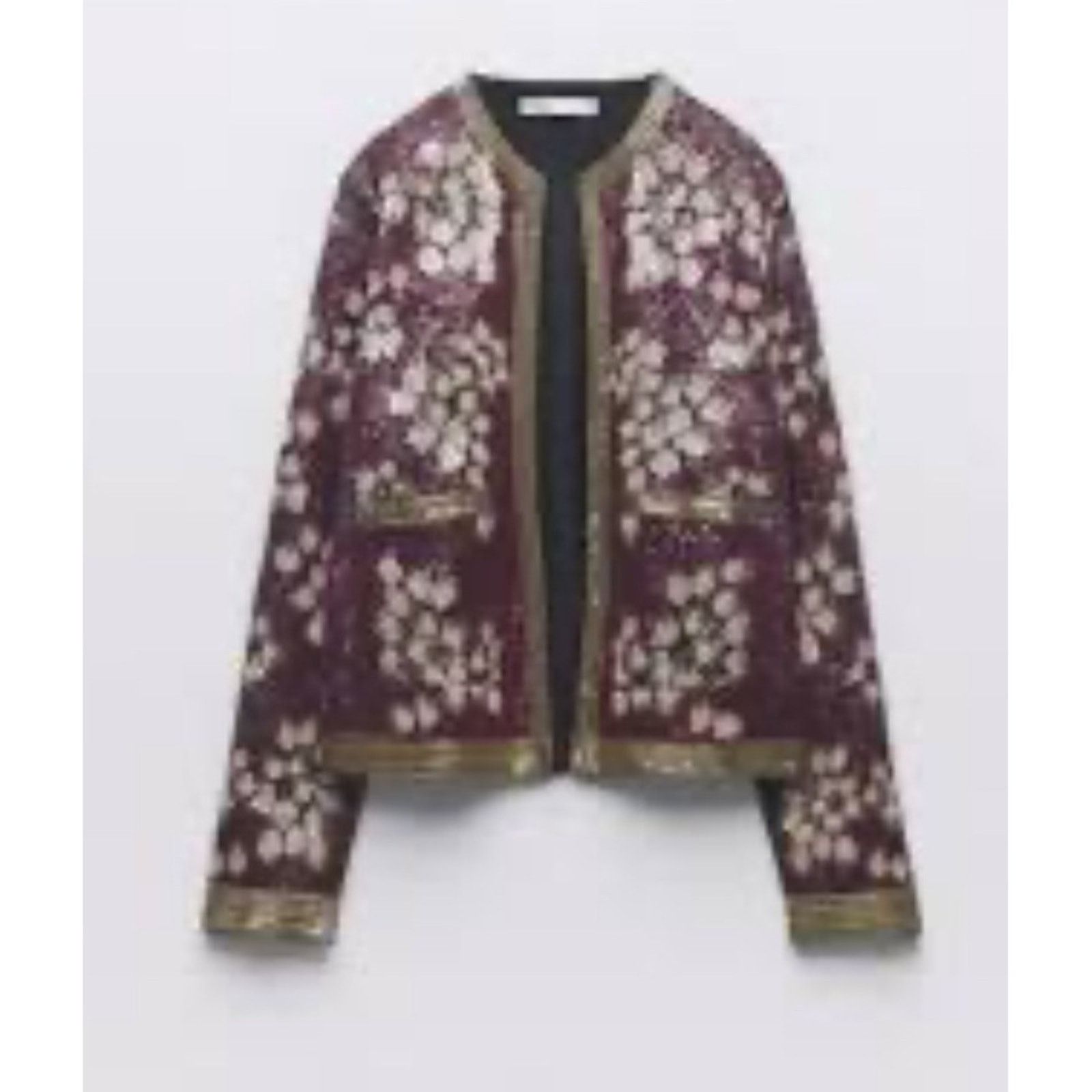 Zara ZARA Limited Edition Embellished Floral Sequin Jacket – NWT Size L / US 10 / IT 46 - 4 Thumbnail