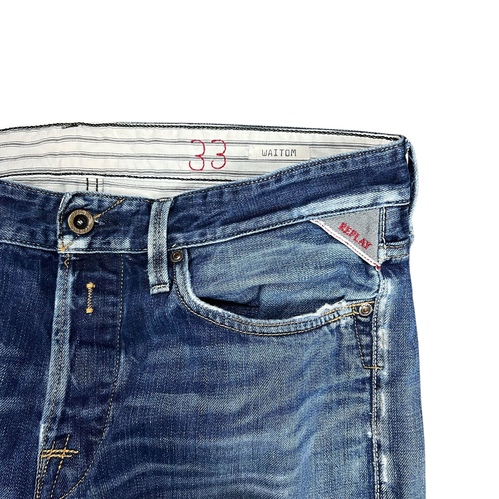 Replay Replay Waitom Faded & Distressed Denim Jeans - 33” Size US 33 - 3 Thumbnail